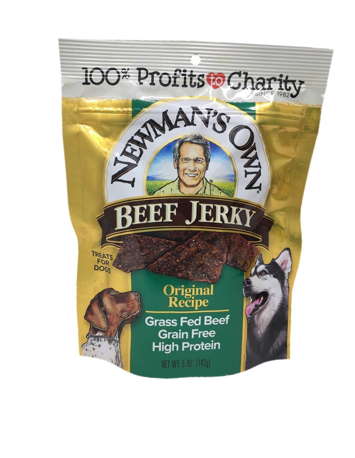 Newmans Own Beef Jerky Treats for Dogs, Bundle of 2 Flavors, Original Recipe and Beef & Sweet Potato Recipe, 5oz each