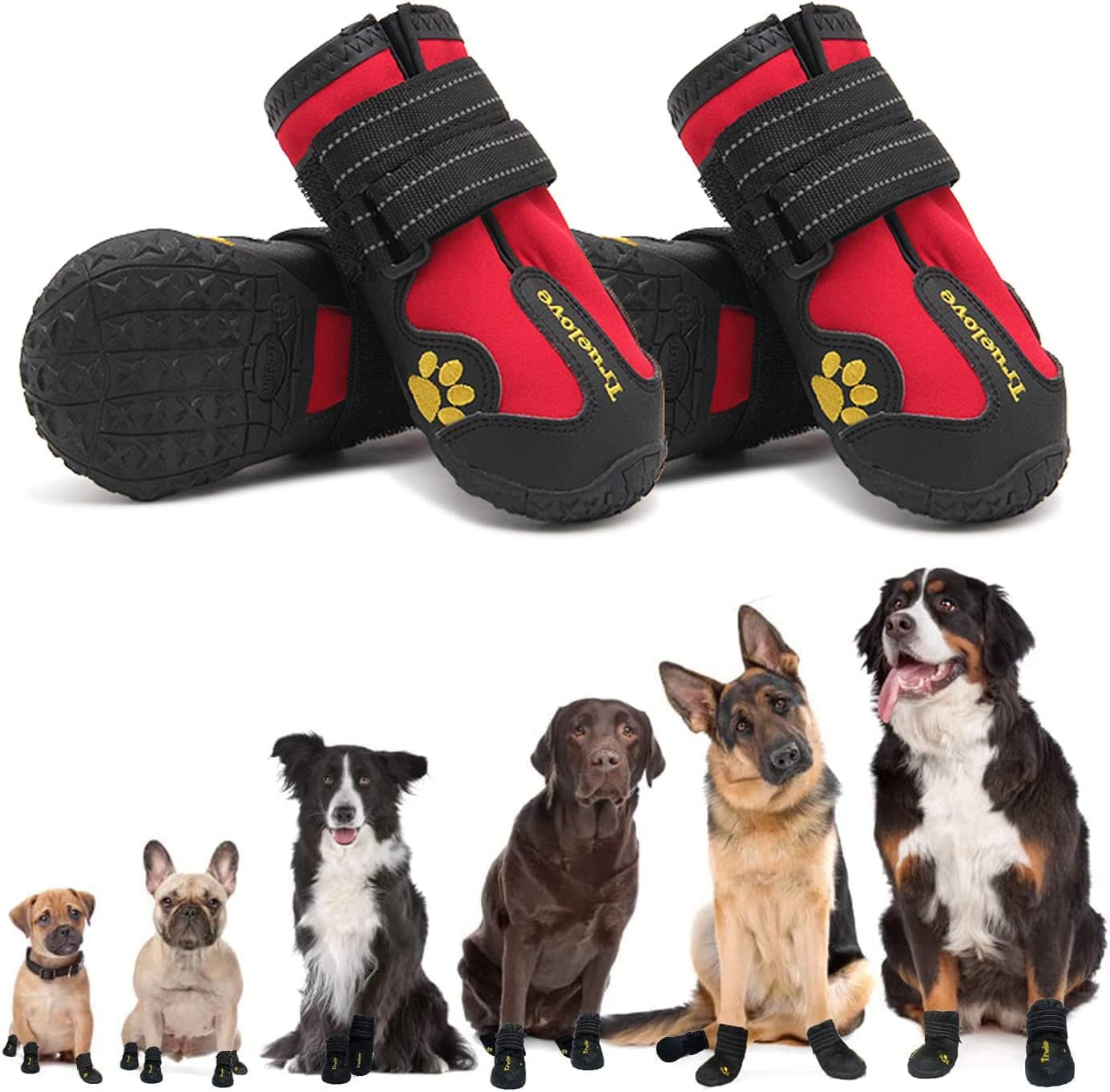 Expawlorer Anti-Slip Dog Shoes For Medium Dogs - Winter Booties With Rugged Sole & Reflective Straps, Waterproof Rain Boots, Paw