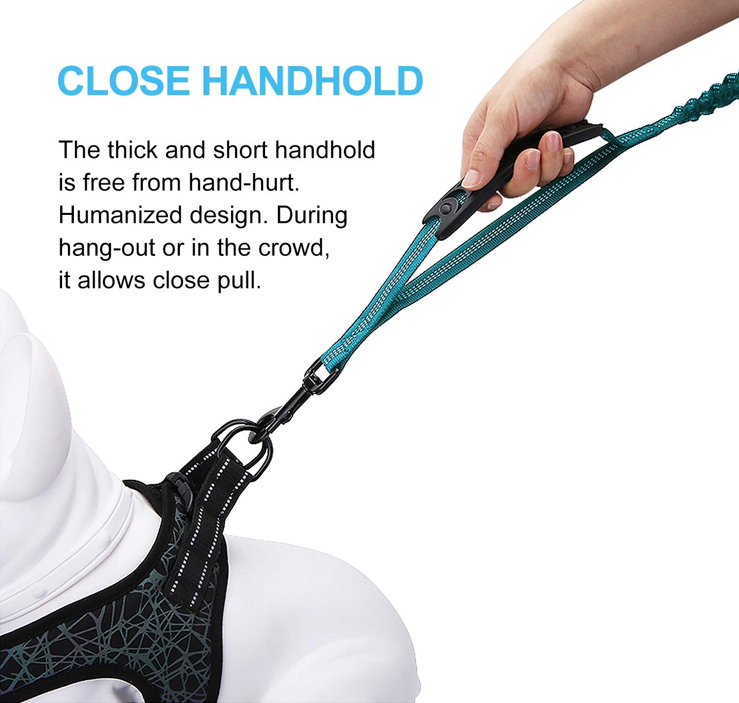 Leadsom 6Ft Highly Reflective Heavy Duty Elastic Bungee Medium And Large Dog Leash Shock Absorbing With Comfortable Padded Handl