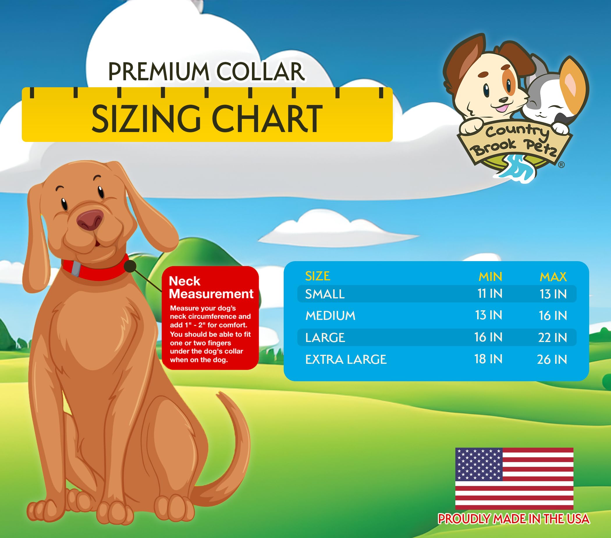 Country Brook Petz - Premium Star Spangled Dog Collar - Americana Collection Featuring Patriotic Designs (1 Inch, Large)