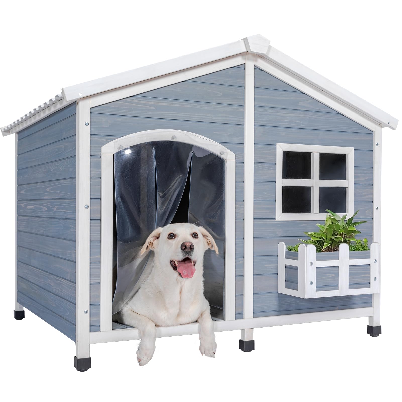 Petsfit 47'' L X 40'' W X 43.5'' H Extra Large Dog House Outdoor With Waterproof Pvc Roof, Xxl Pet Shelter Dog House