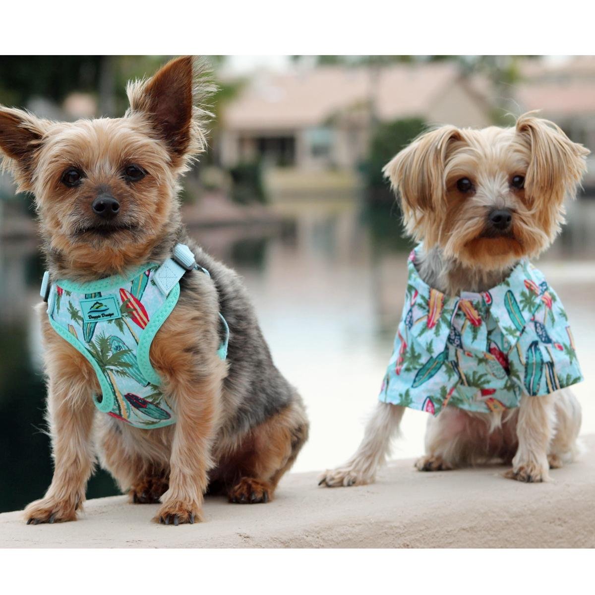 Doggie Design Hawaiian Camp Shirts (Xxs, Surfboards & Palms)