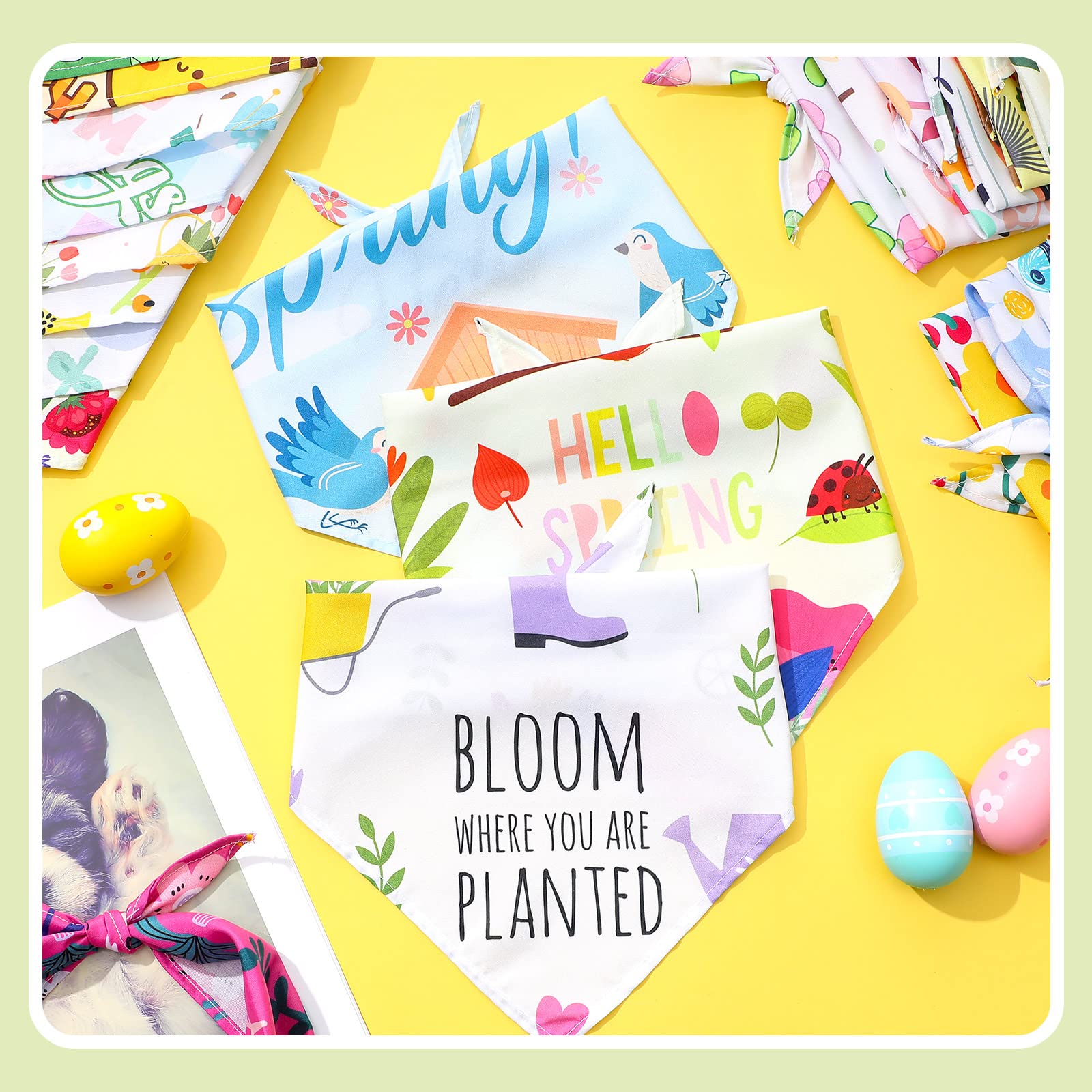 50 Pieces Dog Pet Spring Summer Bandanas Floral Dog Bibs Seasonal Pet Costume Adjustable Dog Cat Summer Outfit Cute Washable Triangle Scarf Kerchief For Small To Medium Pet (Fresh Style)