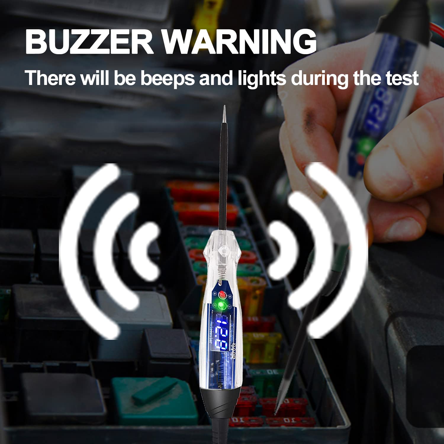 Awblin Upgraded Automotive Buzzer Test Light 4-60V Dc Digital Led Circuit Tester, Heavy Duty Light Tester With Voltmeter, Auto B