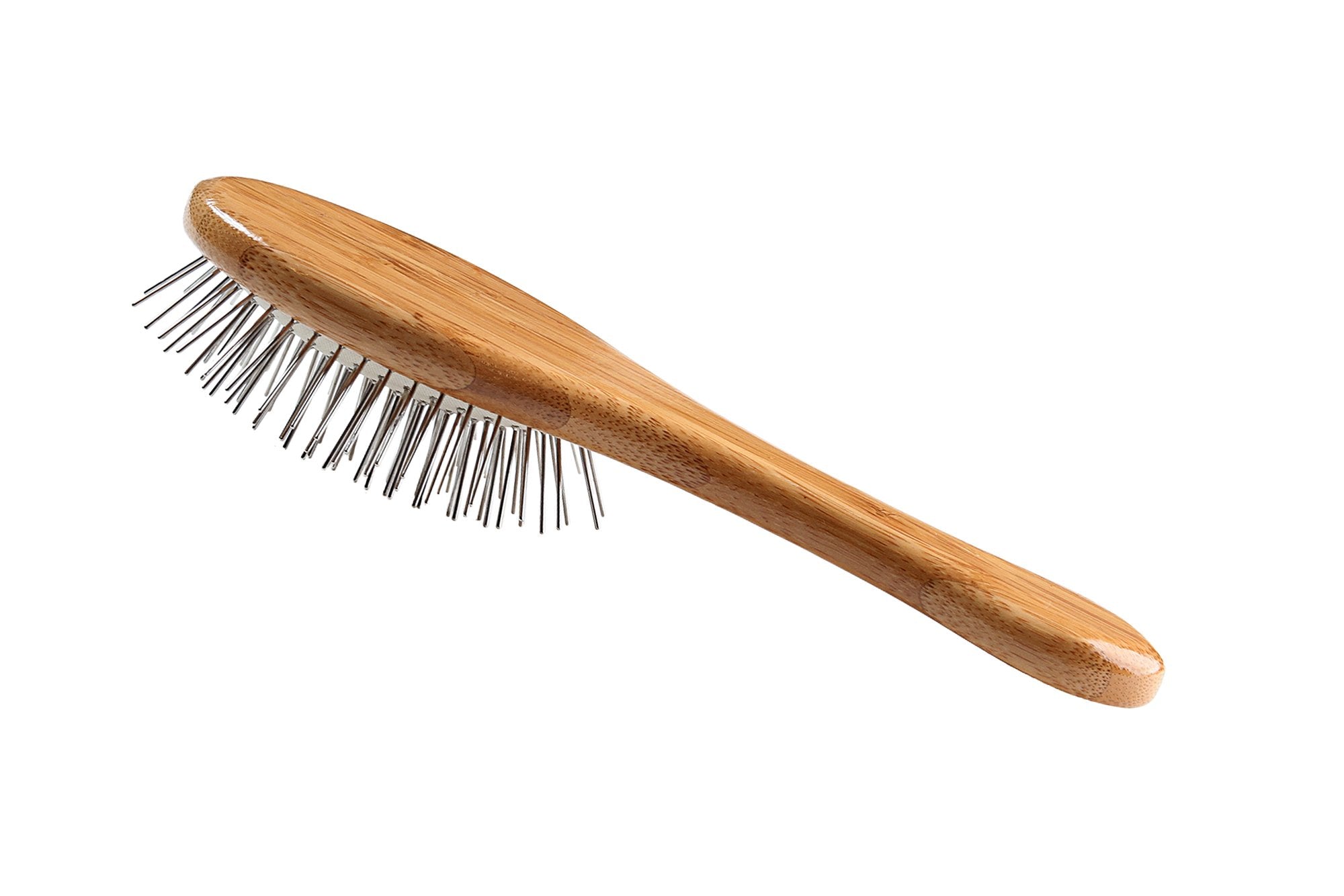 Style & Detangle Pet Brush Alloy Pin | Pure Bamboo Handle | Medium Oval | Dark Finish | Model A9-Db