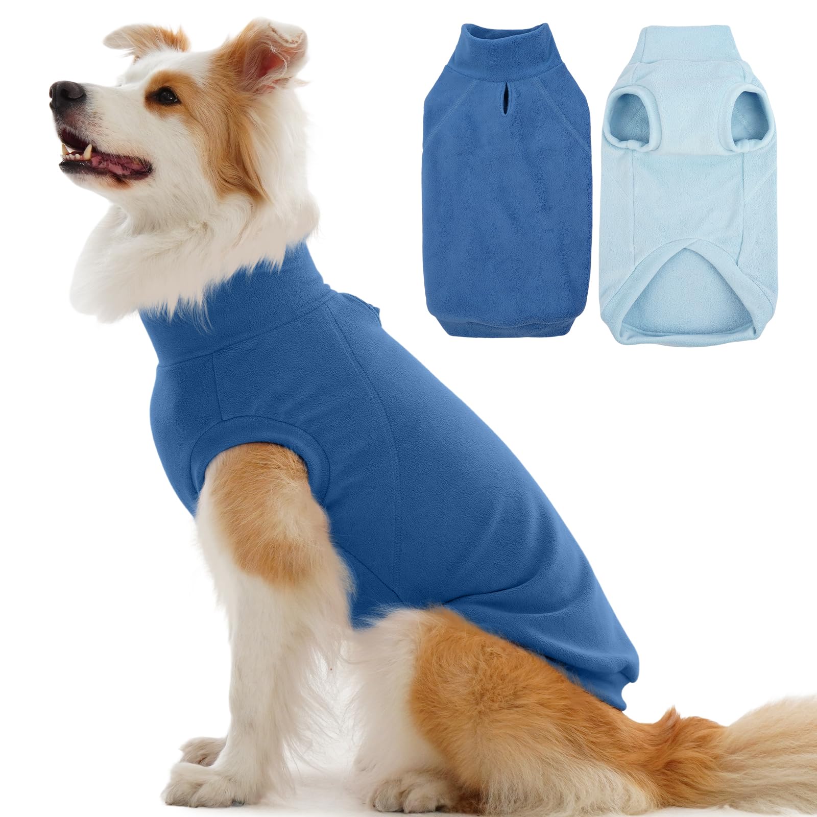 IECOii 2 Pack Dog Winter Fleece Vest - Stretchy Thermal Cold Weather Coats for Labrador, Warm Pet Fleece Sweaters for Hiking, Hu