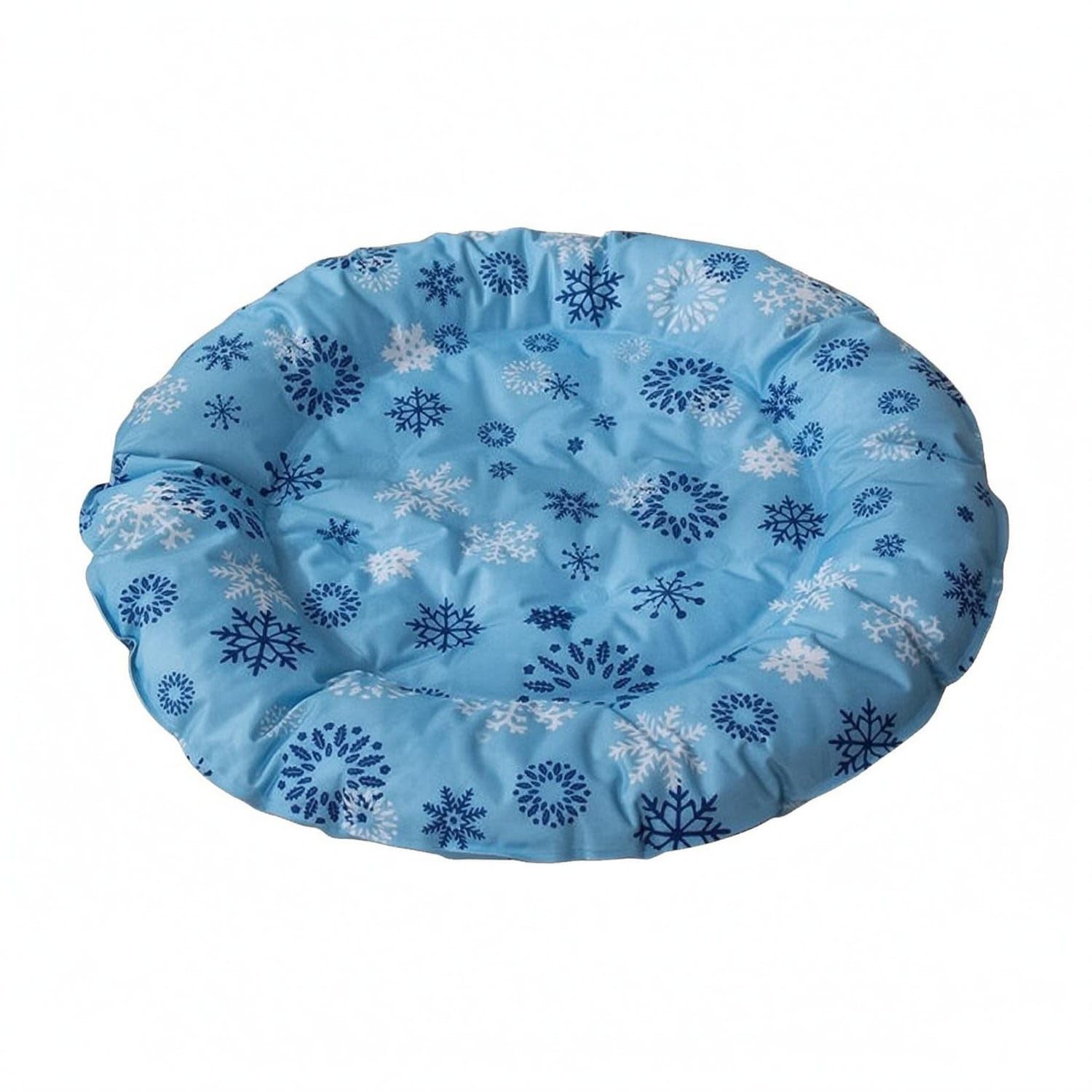 Padded Pet Cooling Mat Round Summer Pet Bed Mat Textile Cover Printed Patterns for Warm Weather, Blue, S