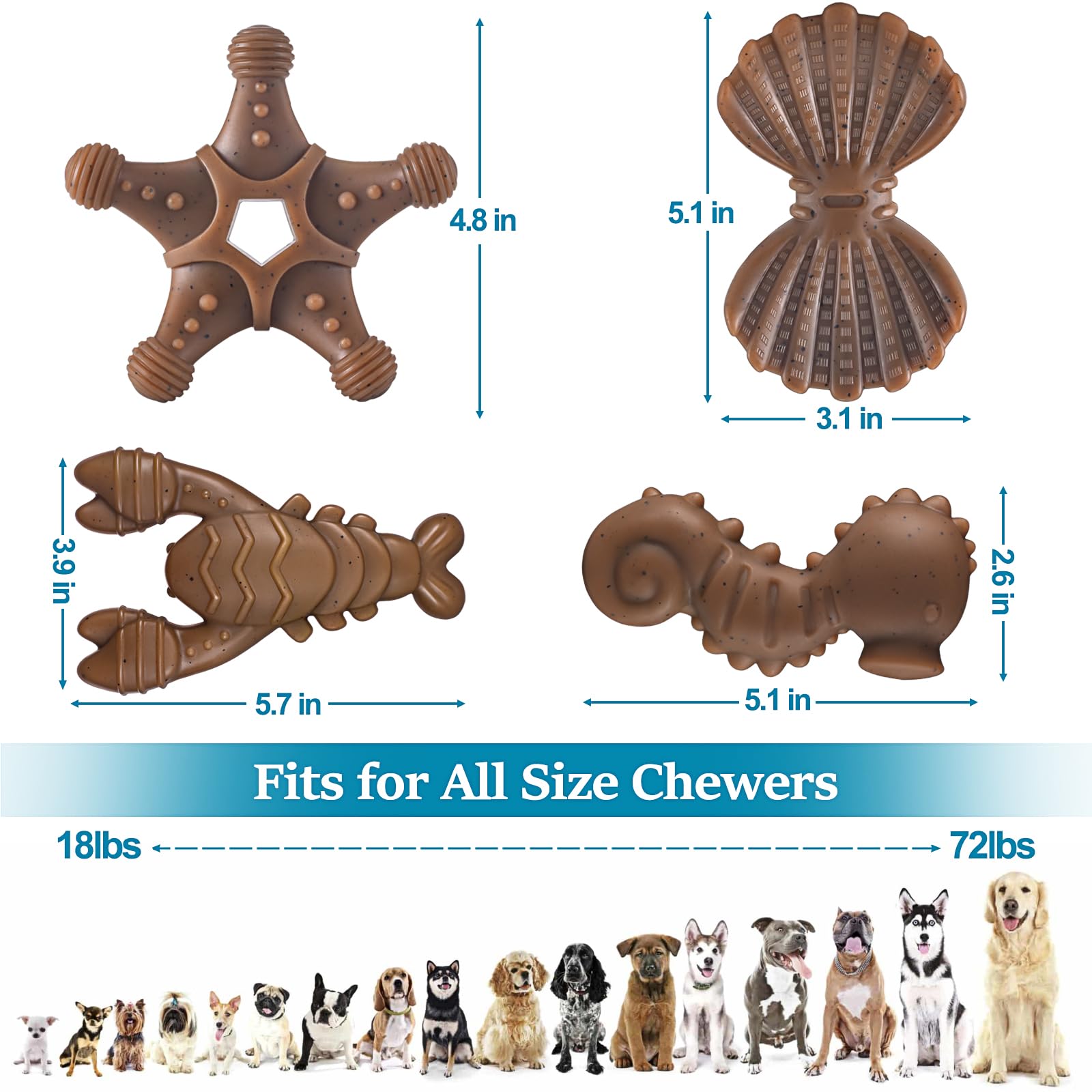 PETSTA Tough Dog Toys for Aggressive Chewers, Chew Toys for Aggressive Chewers, Indestructible Dog Toy for Large Medium Small Br