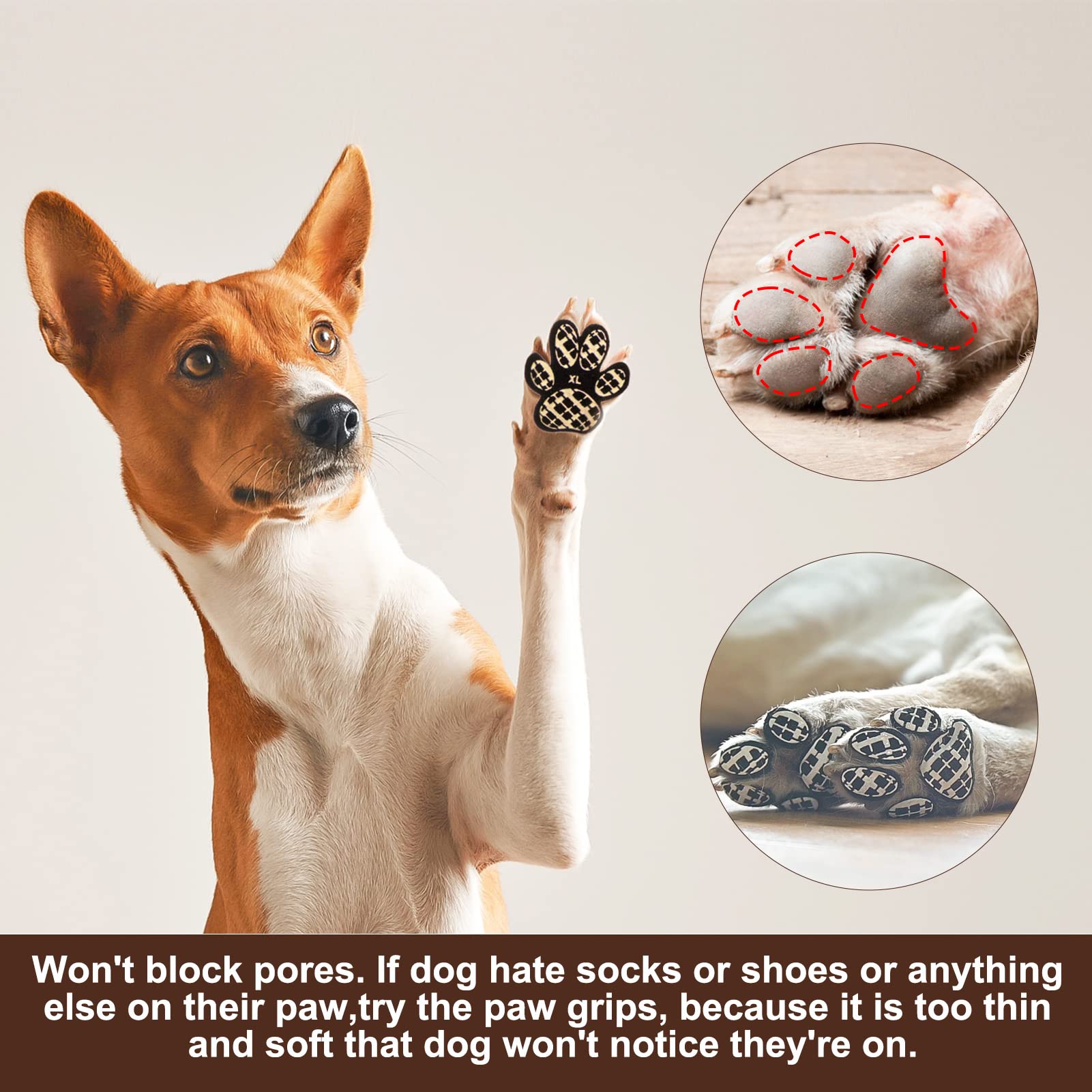 BEAUTYZOO Dog Paw Protectors Grip Pads Anti-Slip Traction for Small Medium Large Dogs on Hardwood Floors Hot Pavement, Dog Grip