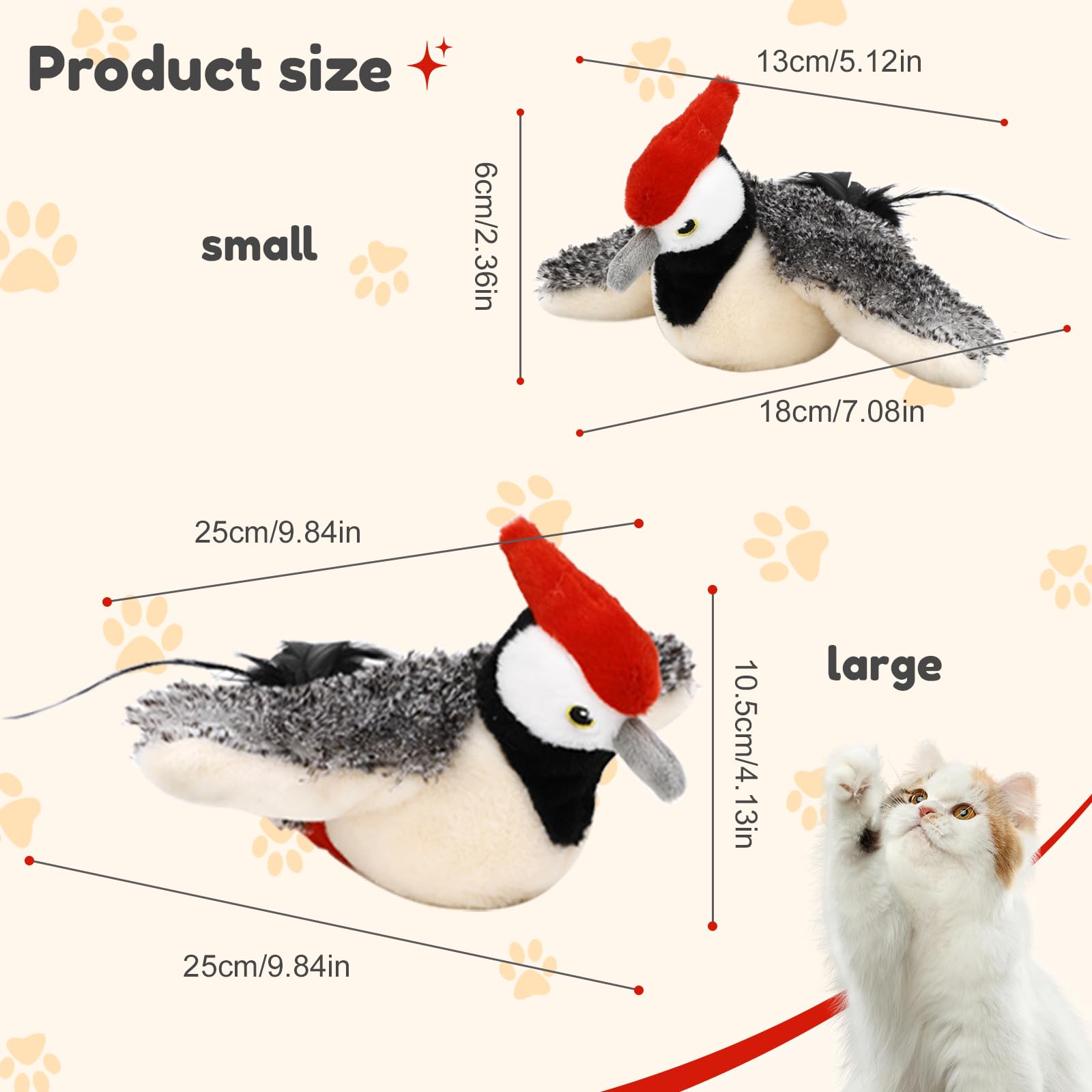 Xiejy Flying Bird Cat Toys, 2025 New Simulated Chirping Bird Cat Toy Automatic Cat Exercise Toys, Rechargeable Wings Flapping Ca
