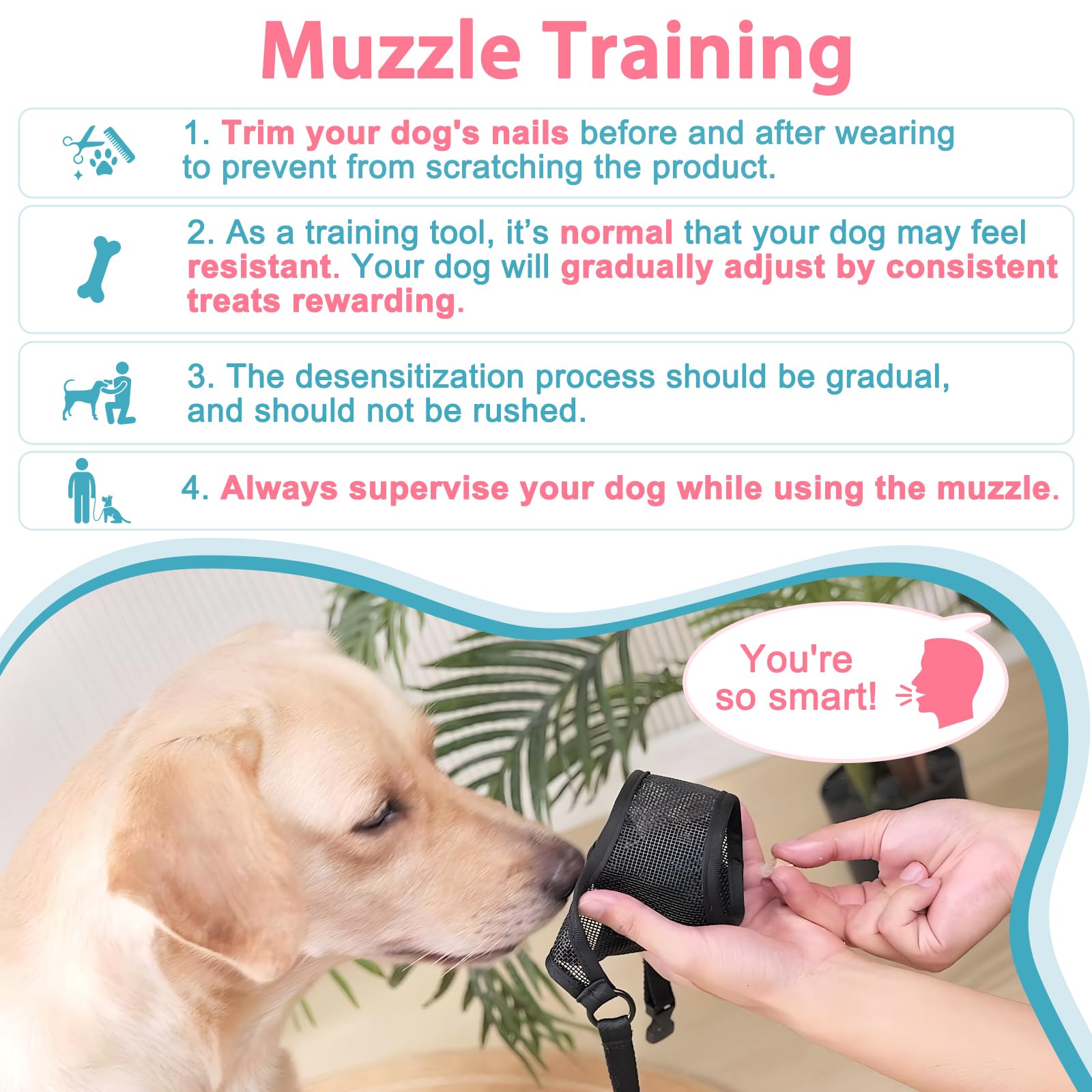 Luckypaw Dog Muzzle, Mesh Muzzle For Large Medium Small Dogs, Soft Mouth Guard For Biting Chewing, Breathable Mouth Cover With A