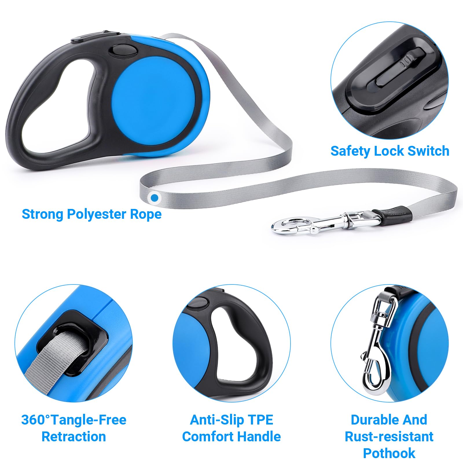 Segarty Dog Leash Retractable For Large Medium Dogs, 16Ft Heavy Duty Walking Dog Leash For Dogs Up To 110Lb, Anti-Slip Handle 36