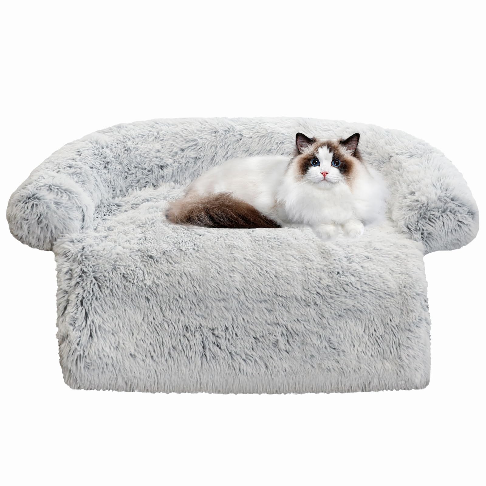 Calming Dog Bed Fluffy Plush Dog Mat For Furniture Protector With Removable Washable Cover For Large Medium Small Dogs And Cats (Xs (31'X23.5'X5'), Light Grey)