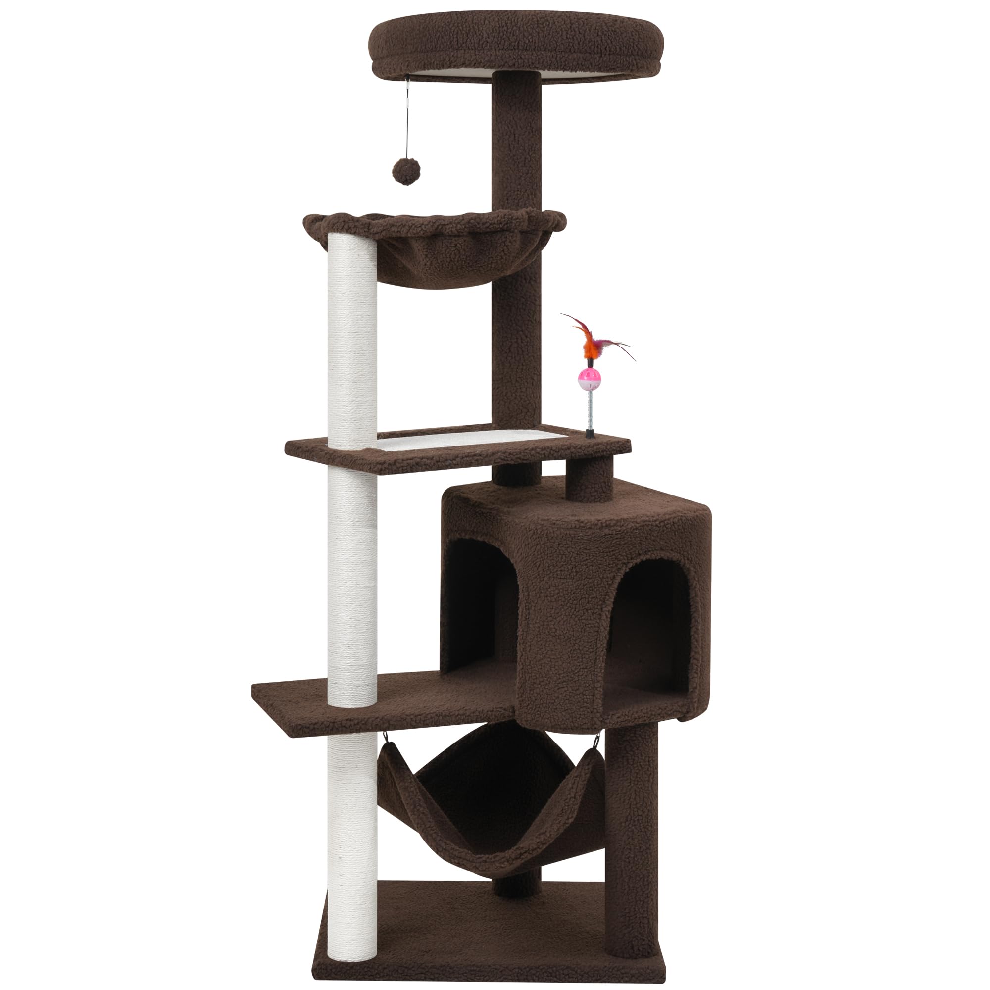 Yunique Cat Tree With Cat Condo Scratch Posts Scratch Tablet And Big Hammock, (60.2 Coffee)