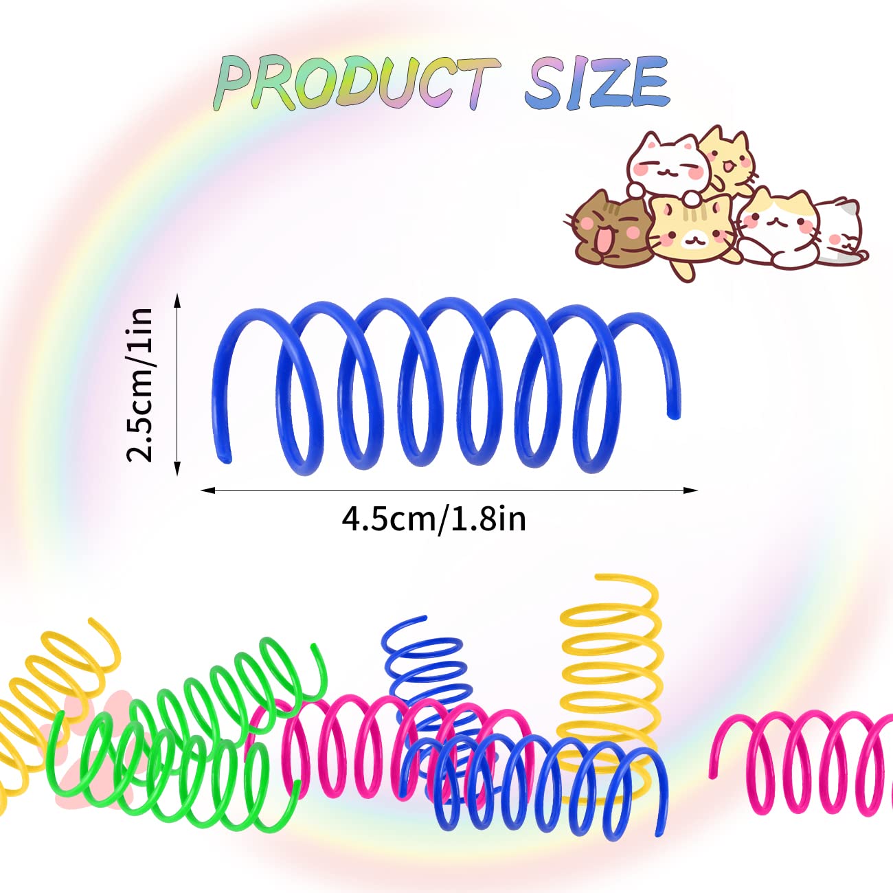Jcshimo Cat Spring Toys, 120 Pack Creative Toy Plastic Colorful Kitten Spiral Spring Durable Cat Plastic Coil Interactive Toy Fo
