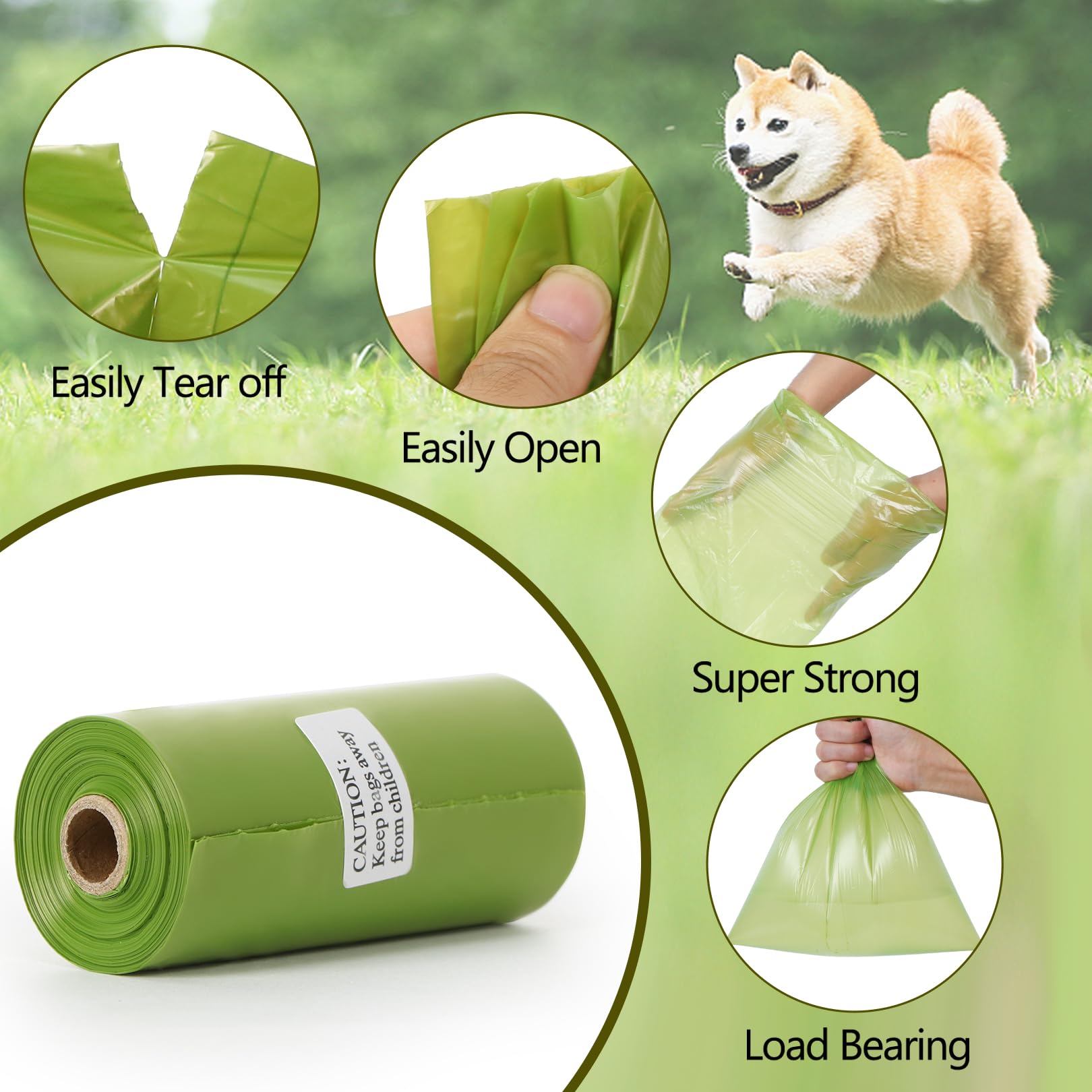 Lifegogo Dog Poop Bags - 1140 Count, Unscented, Leak-Proof, Extra Thick, Green, 13x9" with Bone-Shaped Dispenser