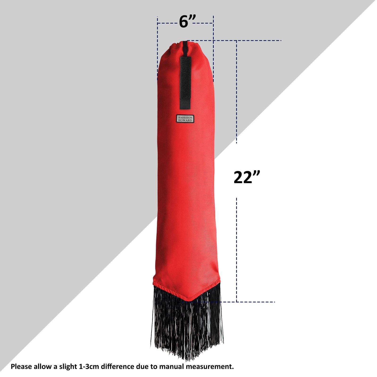 Harrison Howard Smooth Lightweight Adjustable Fastener Nylon Horse Tail Bag With Fringe-Scarlet Red