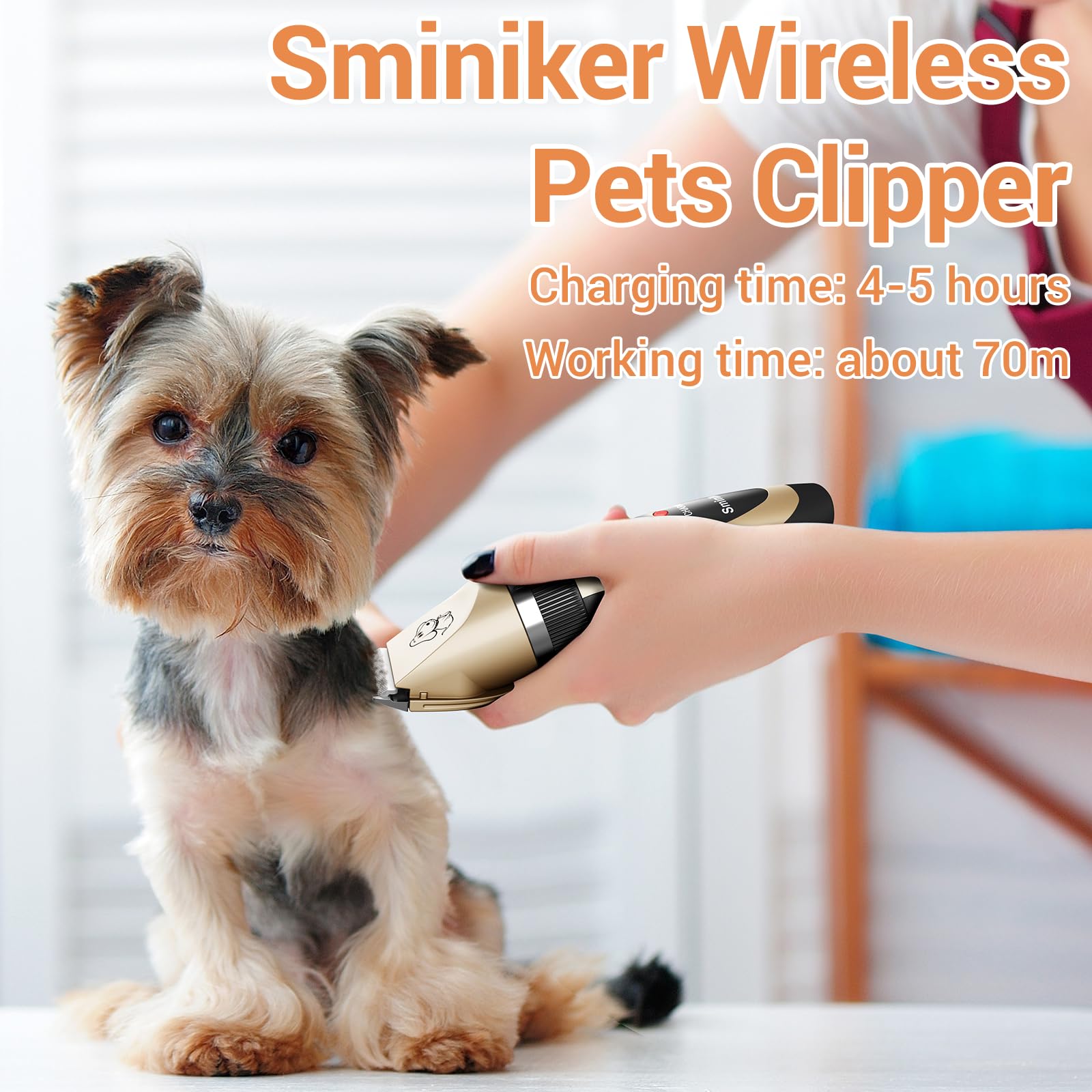 Sminiker Professional Rechargeable Cordless Dogs Cats Horse Grooming Clippers - Professional Pet Hair Clippers With Comb Guides For Dogs Cats Horses And Other House Animals Pet Grooming Kit