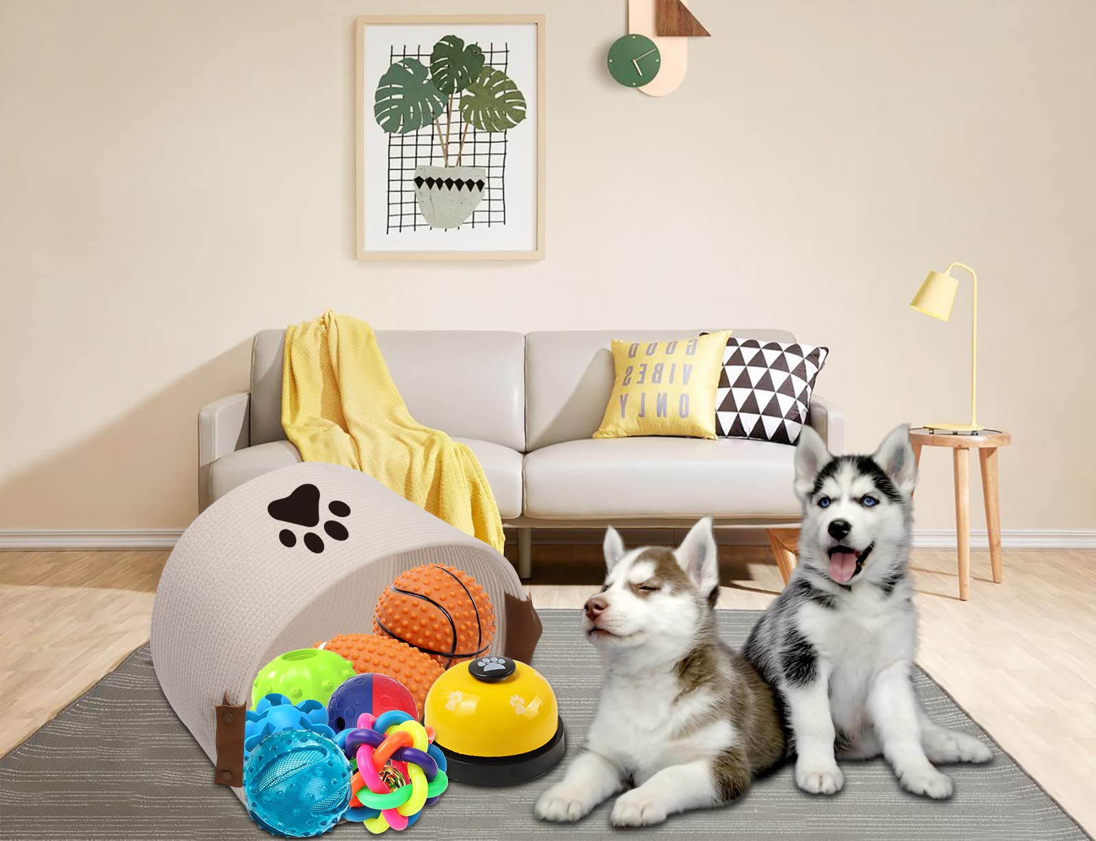 Morezi Dog Toy Bin Pet Cat Toy Box Baskets In Large Suff Storage - Perfect For Collect Toys, Grooming Stuff, Closthing, Diapers For Living Room, Playroom, Closet, Home - Beige