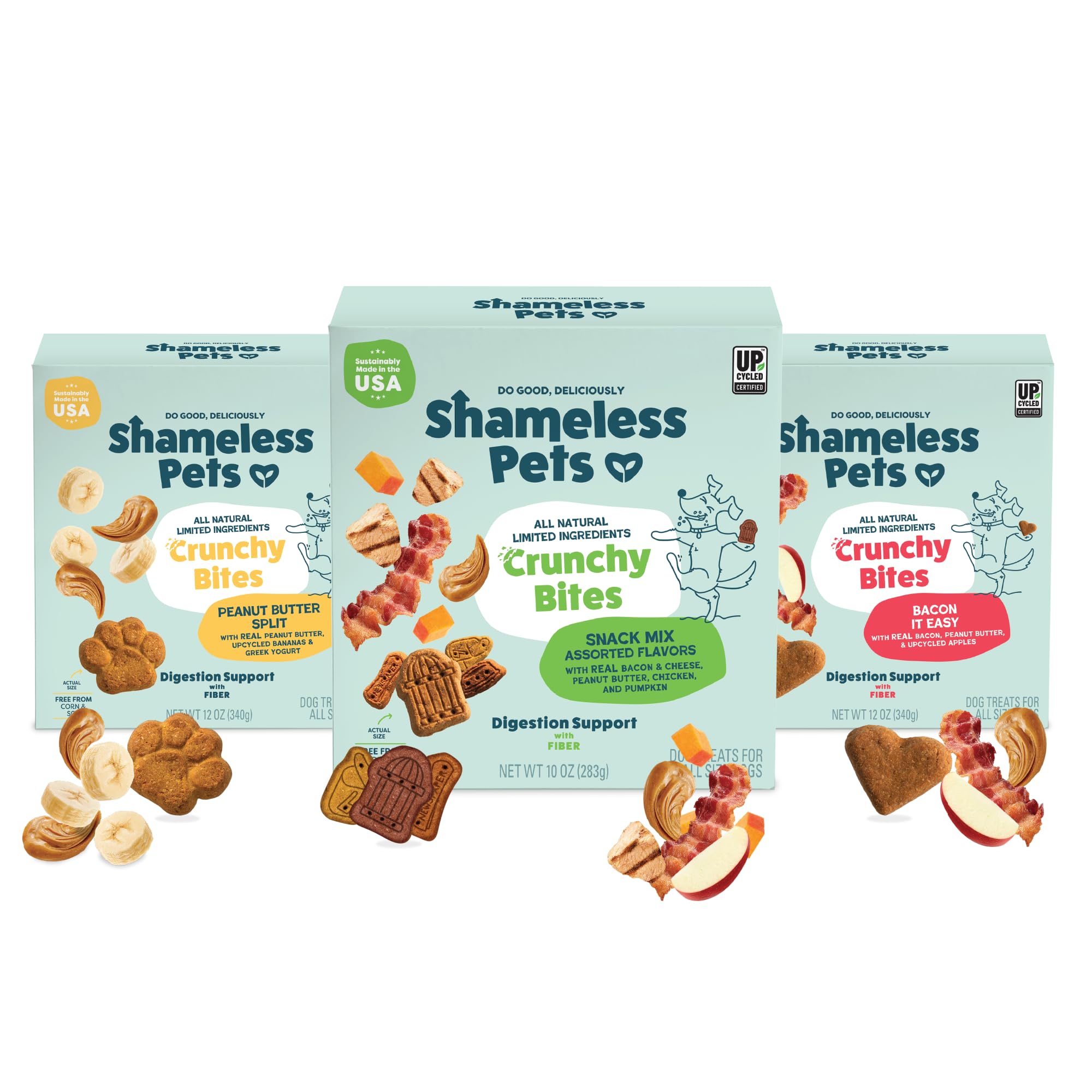Shameless Pets Crunchy Dog Treats - Variety Pack 3 Boxes - Healthy Dog Biscuits & Cookies Treats for Small, Medium, and Large Do