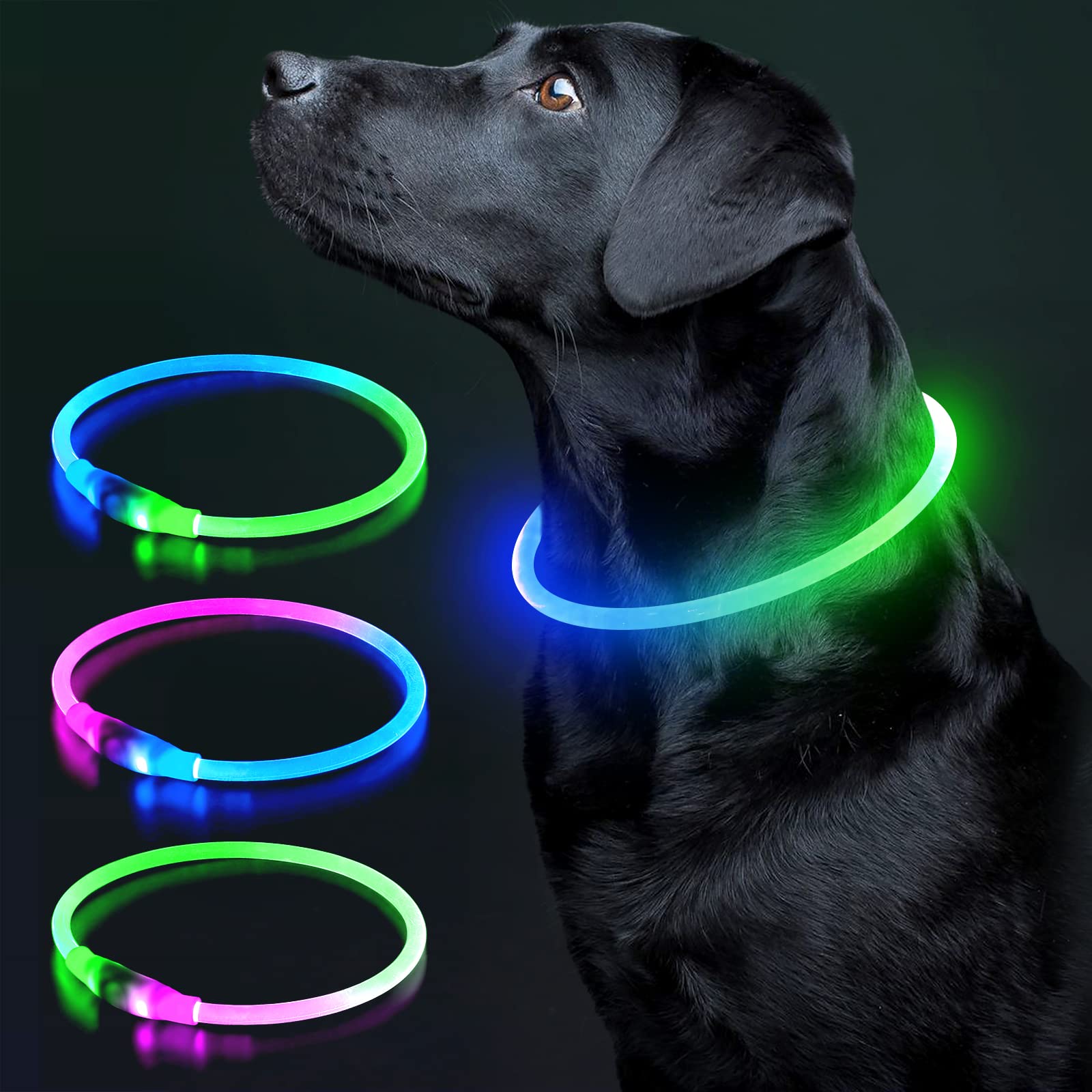 Colaseeme Led Dog Collar Light Up Dog Collars 1 Count Usb Rechargeable Tpu Glow Safety Basic Dog Collars For Large Medium Small 