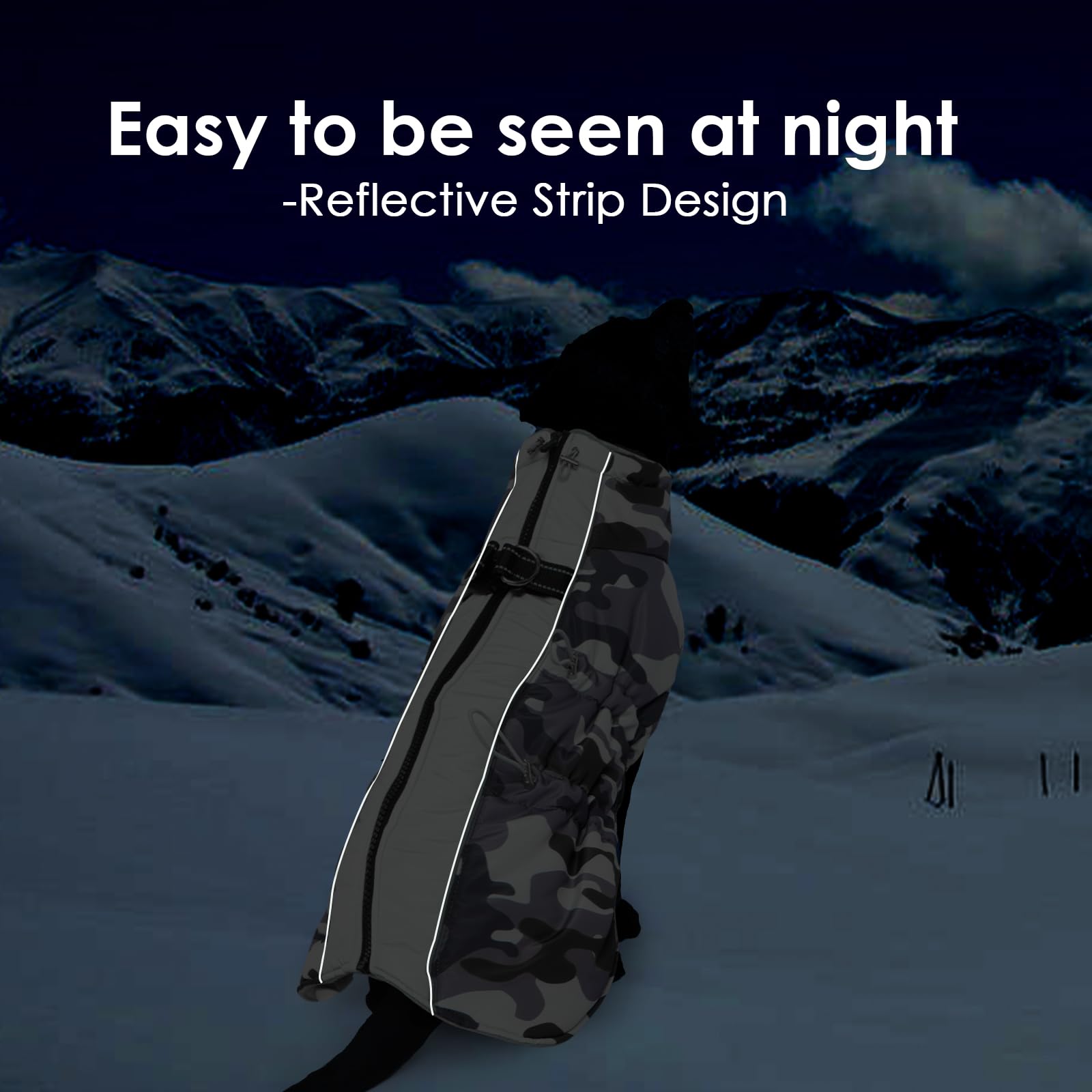 Dog Coat Dog Winter Jacket-Large, Warm Dog Coat Zip Up Snowsuit Dog Harness Vest Reflective Water-Resistant Dog Coat Dog Snow Ja