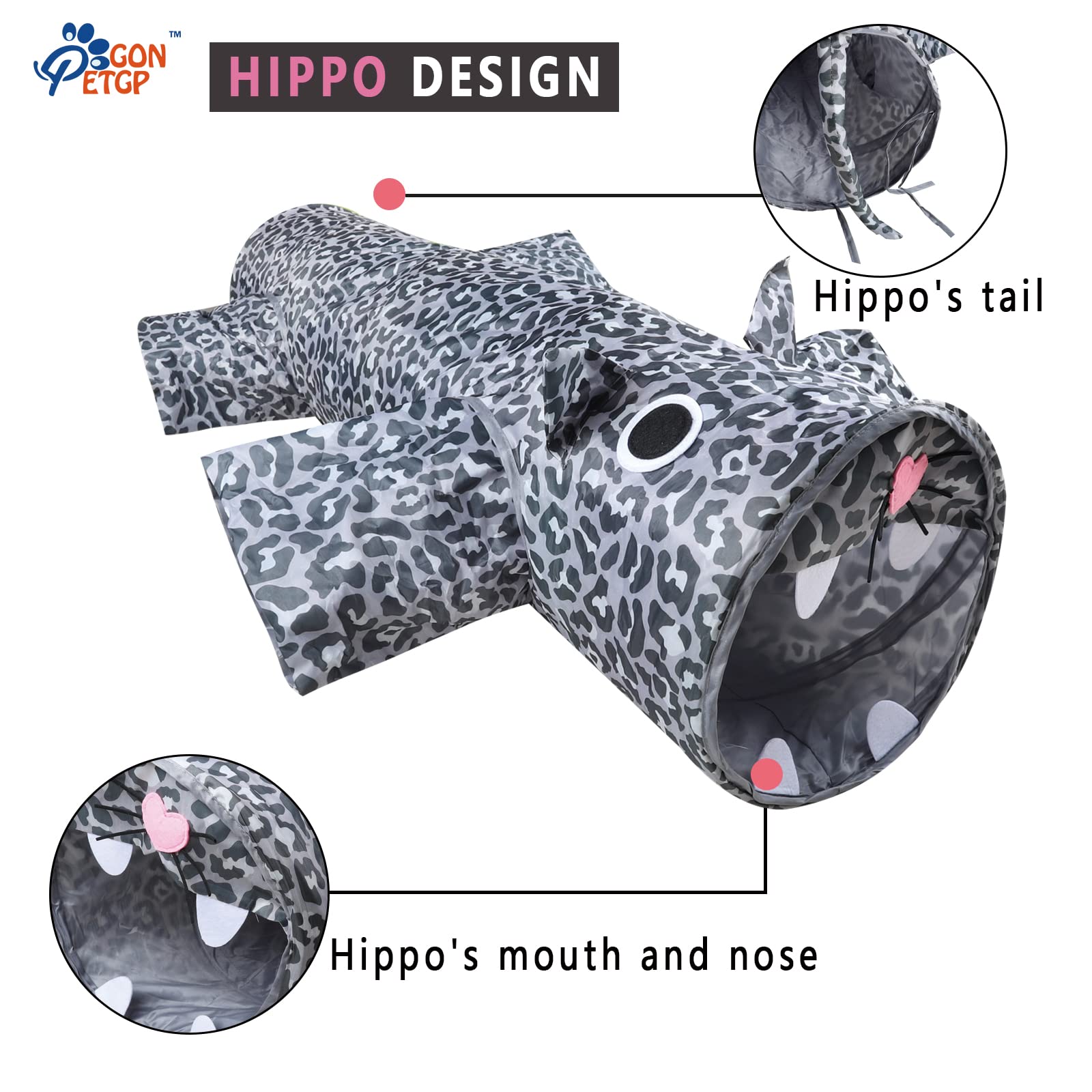 Gonpetgp Cat Tunnel For Indoor Cats Large, Pet Cat Tunnels Tube Collapsible Interactive Crinkle Cats Toys Maze, Exercising Hunti