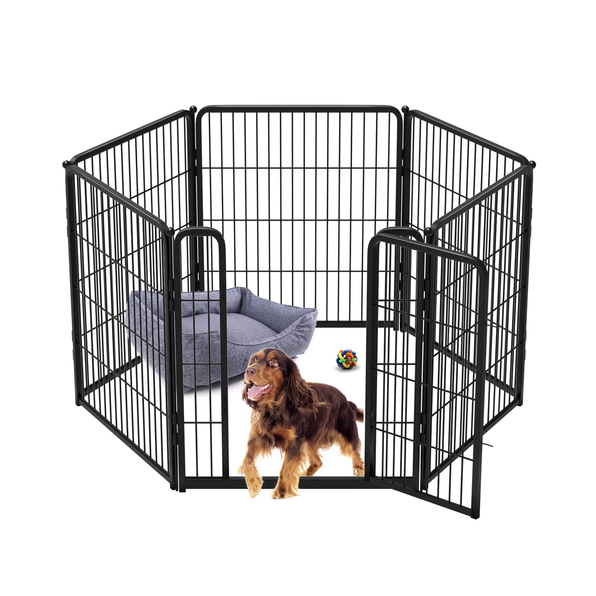 Fxw Homeplus Indoor Dog Playpen - Stress-Free And Safe Play, 32 Inch 6 Panels For Small And Medium Dogs, Black│Patented