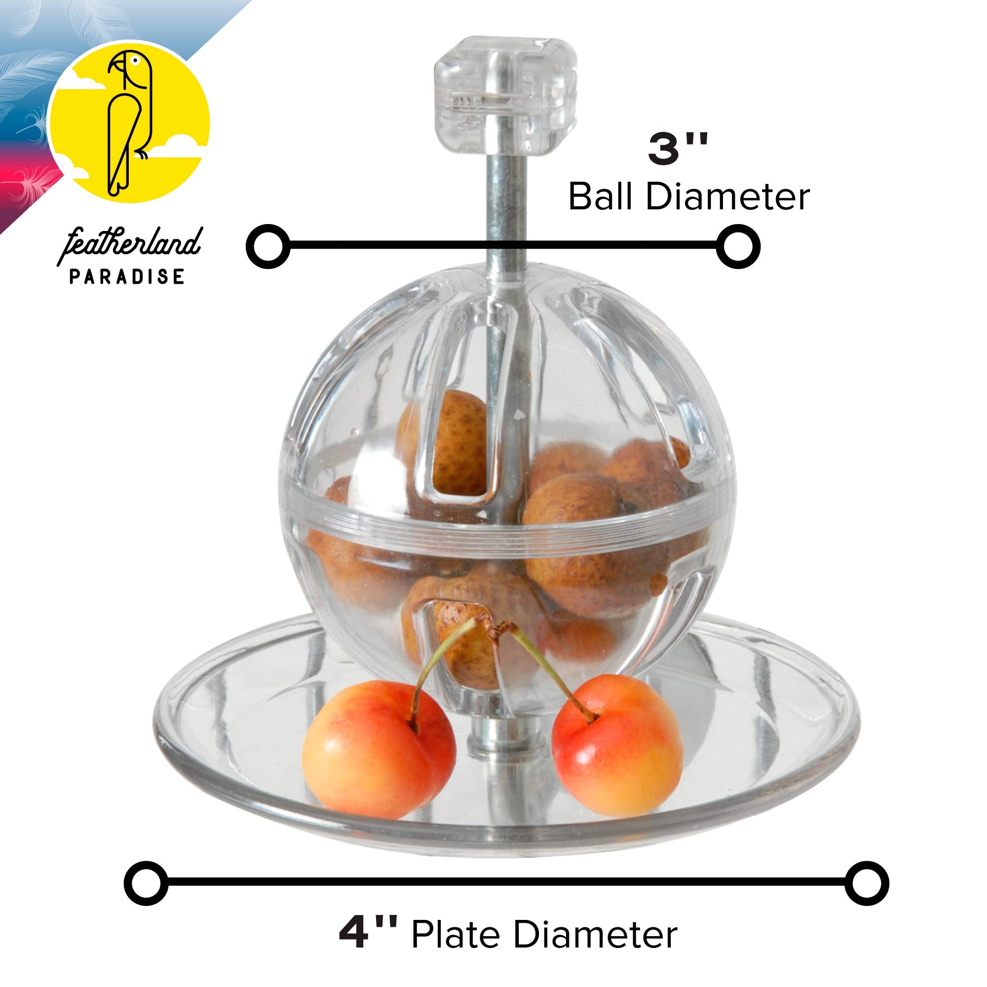 Featherland Paradise - Cage Mounted Buffet Ball - Interactive Bird Toy And Treat Dispenser - Creative Foraging Systems - Ideal F