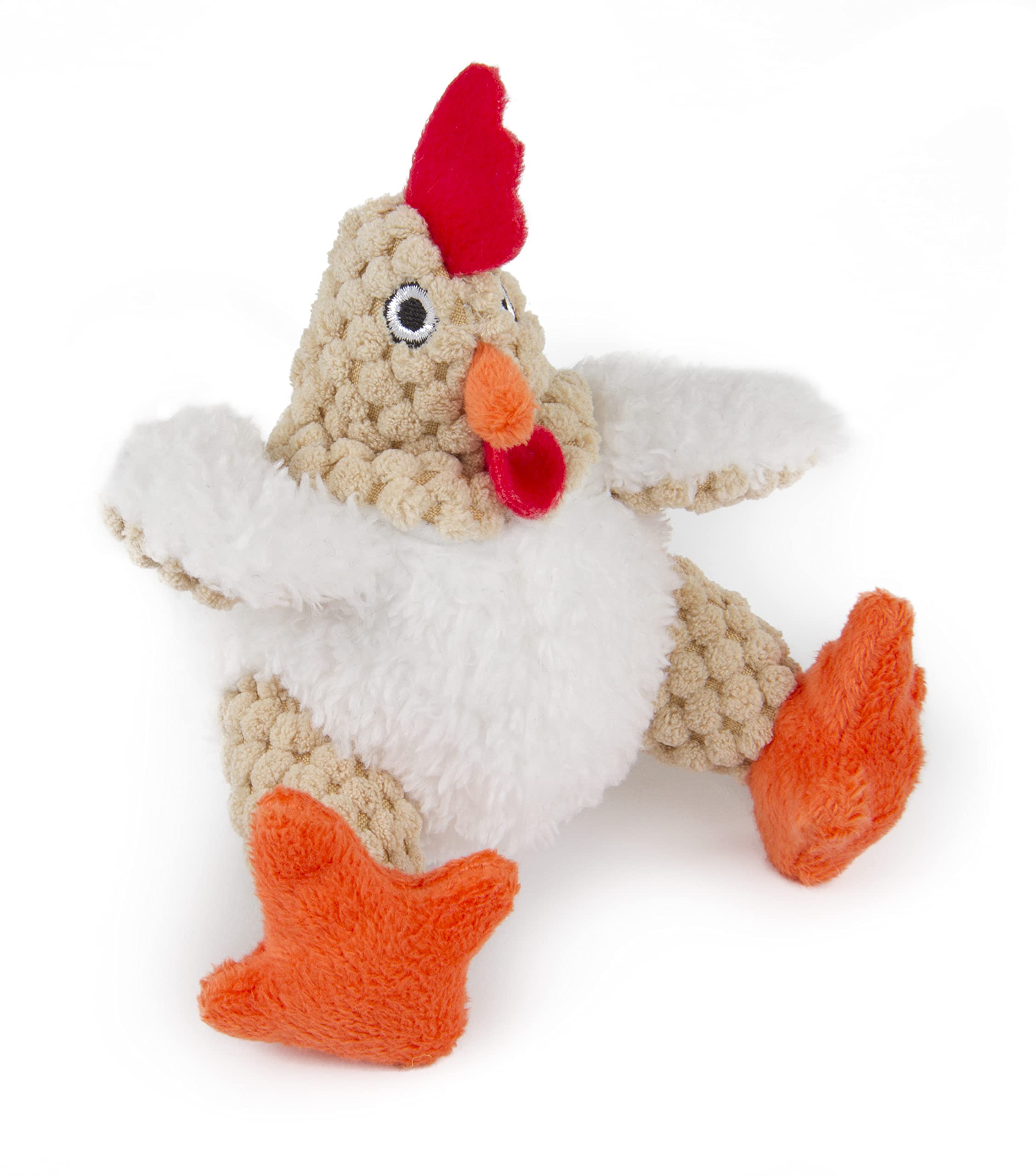 Godog Checkers Just For Me Fat Rooster Squeaky Plush Dog Toy, Chew Guard Technology - White, Mini