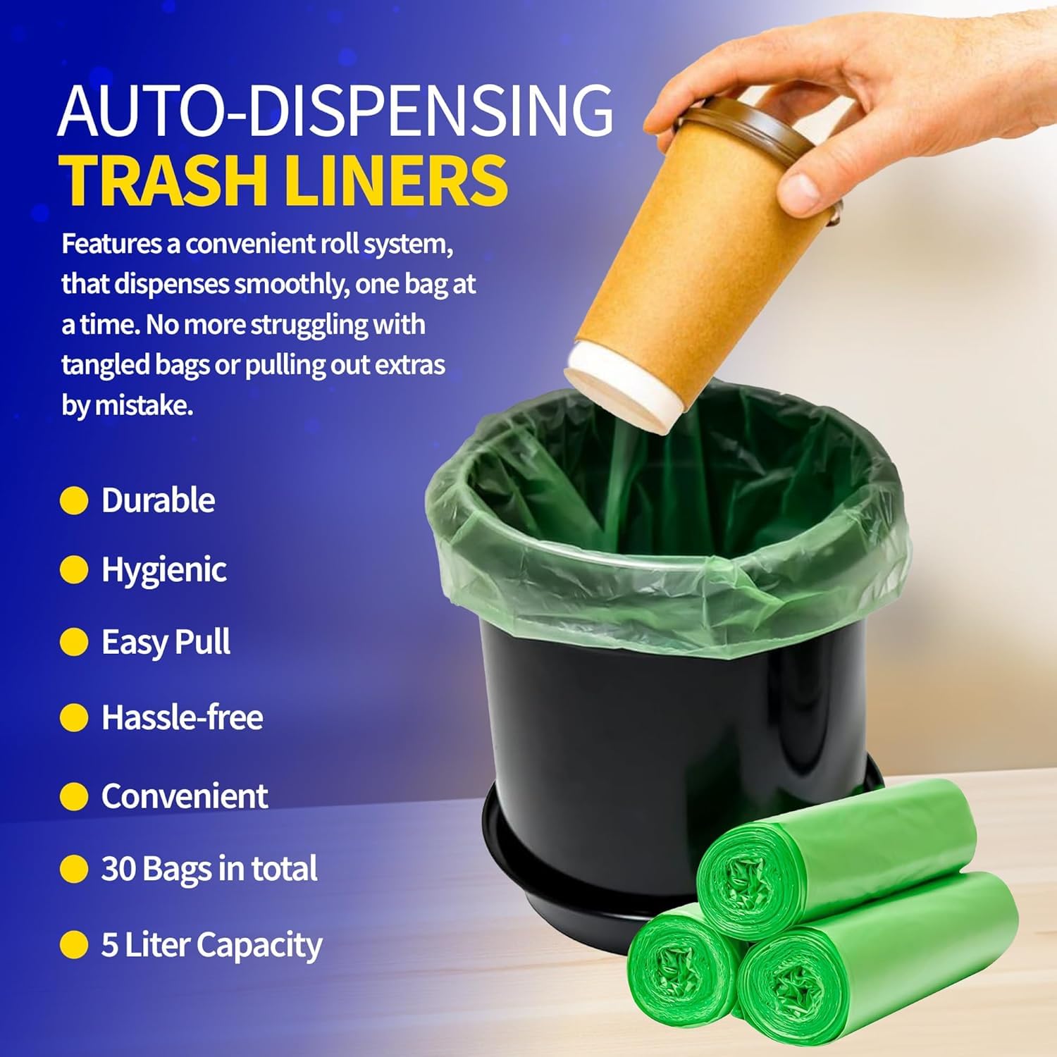 Pet Fit For Life 1.3 Gal Leak-Proof Wastebasket Liners - 3-Pack Of 10 Small Bags For Dog Droppings, Lawn, Garage, Home, Office,