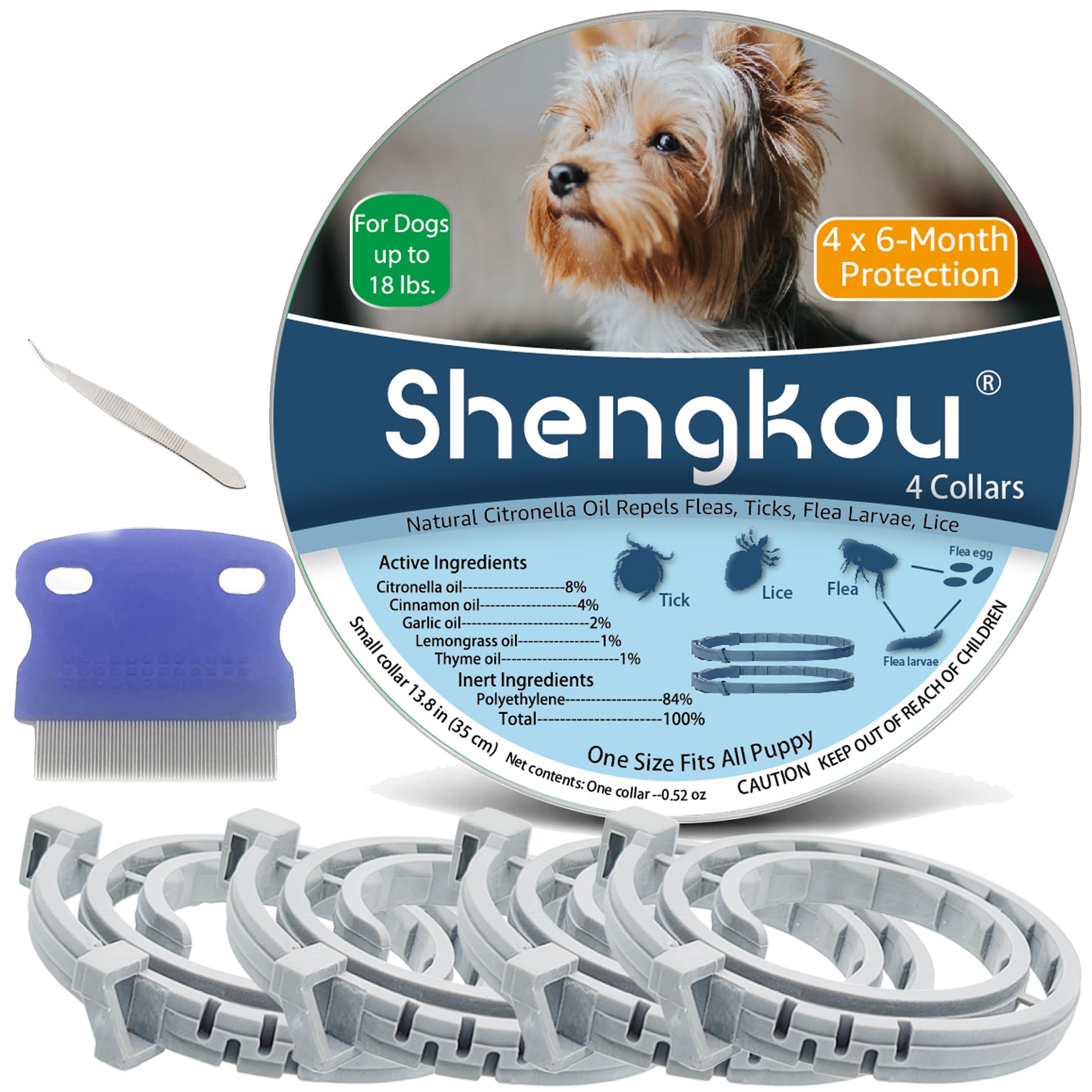 Natural Flea And Tick Collar For Puppies - Provides 24-Month Protection, Safe Pest Control - Waterproof And Strong - Includes Fr