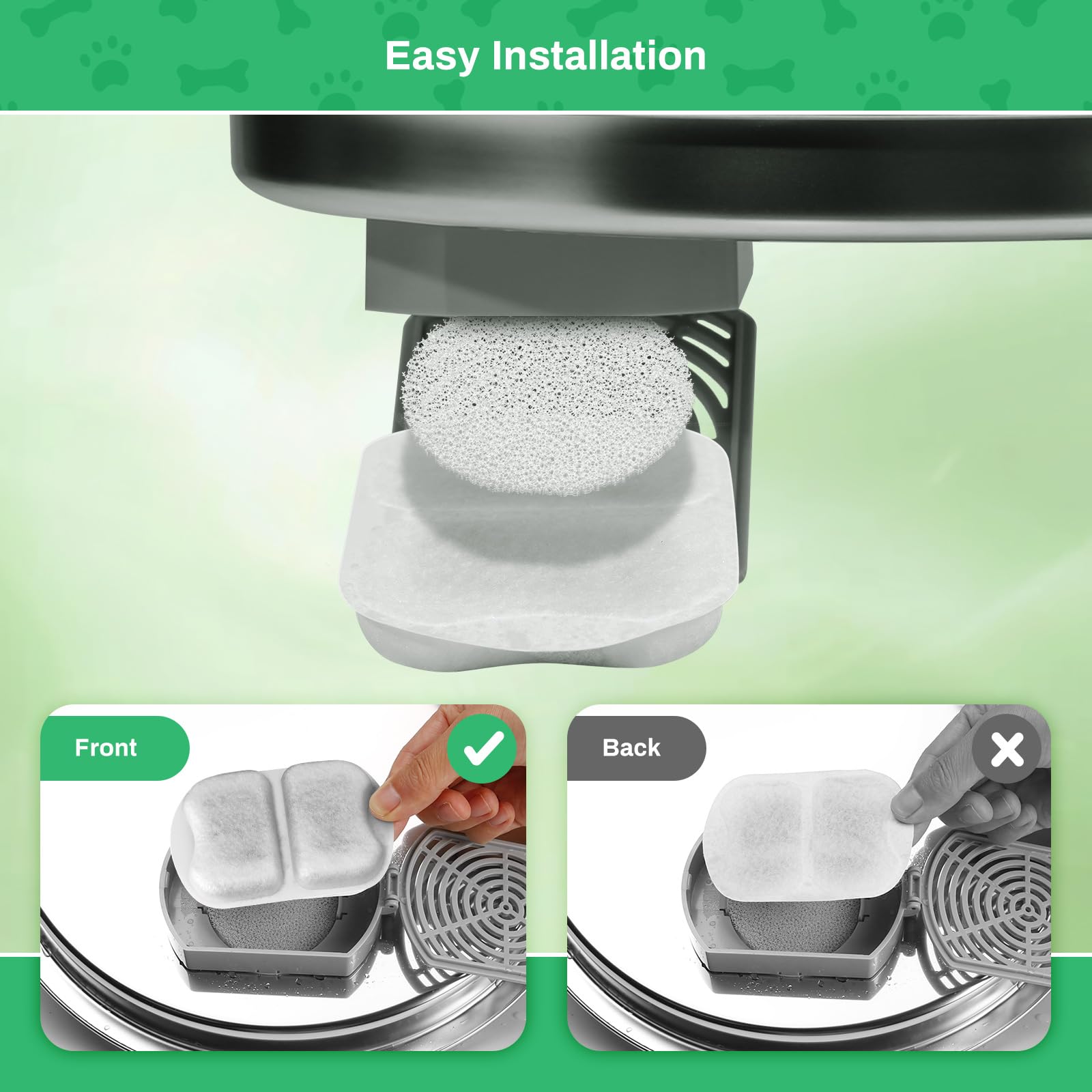 8-Pack Cat Fountain Filter For 7L/230Oz/1.8G Stainless Steel Dog Dispenser, 8 Sets Of Dog Water Fountain Replacement Filter/Foam