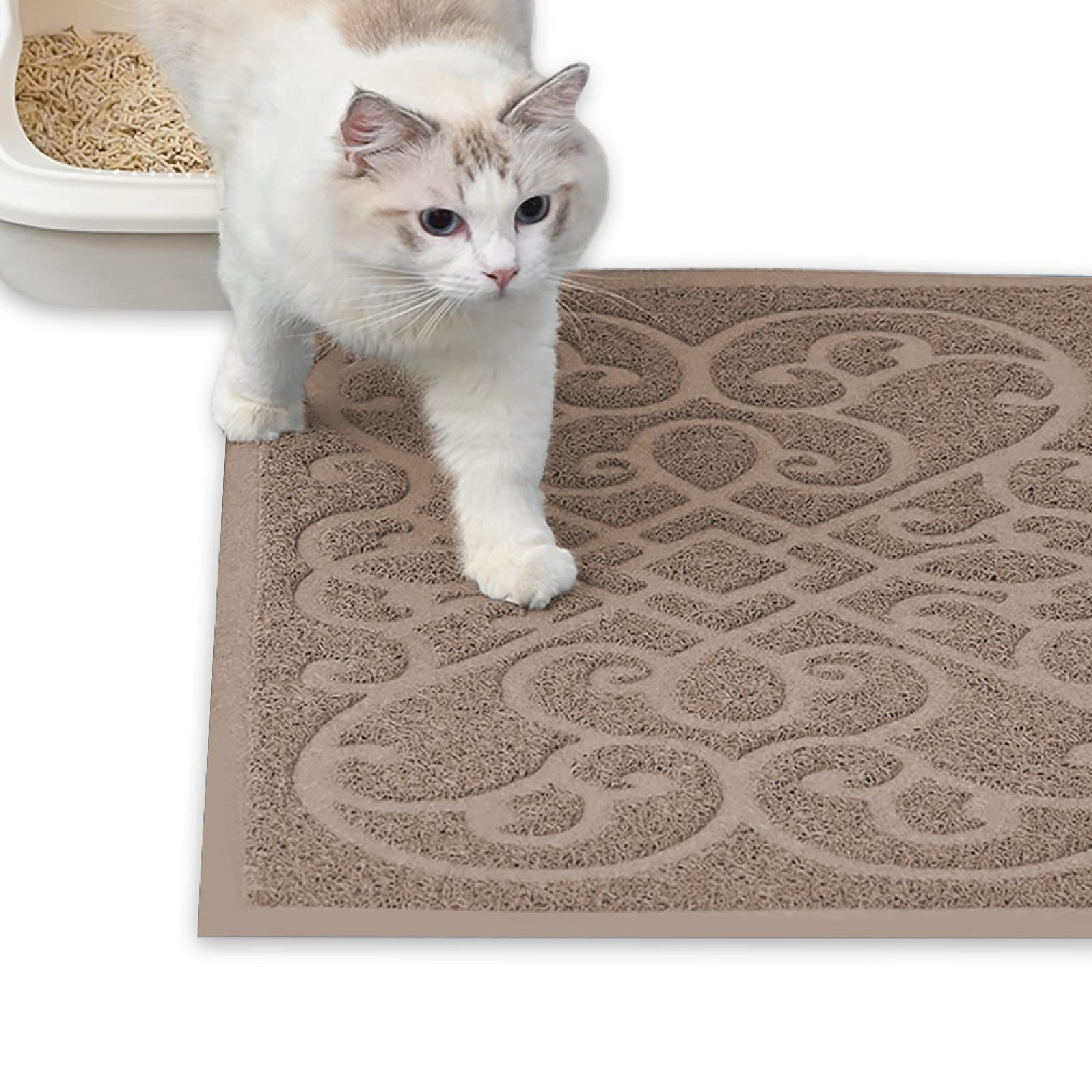 Petlike Cat Litter Mat, Thick Litter Trapping Mat, Durable Litter Box Mat Waterproof, Indoor Mat Washable Mats With Non-Slip Bac