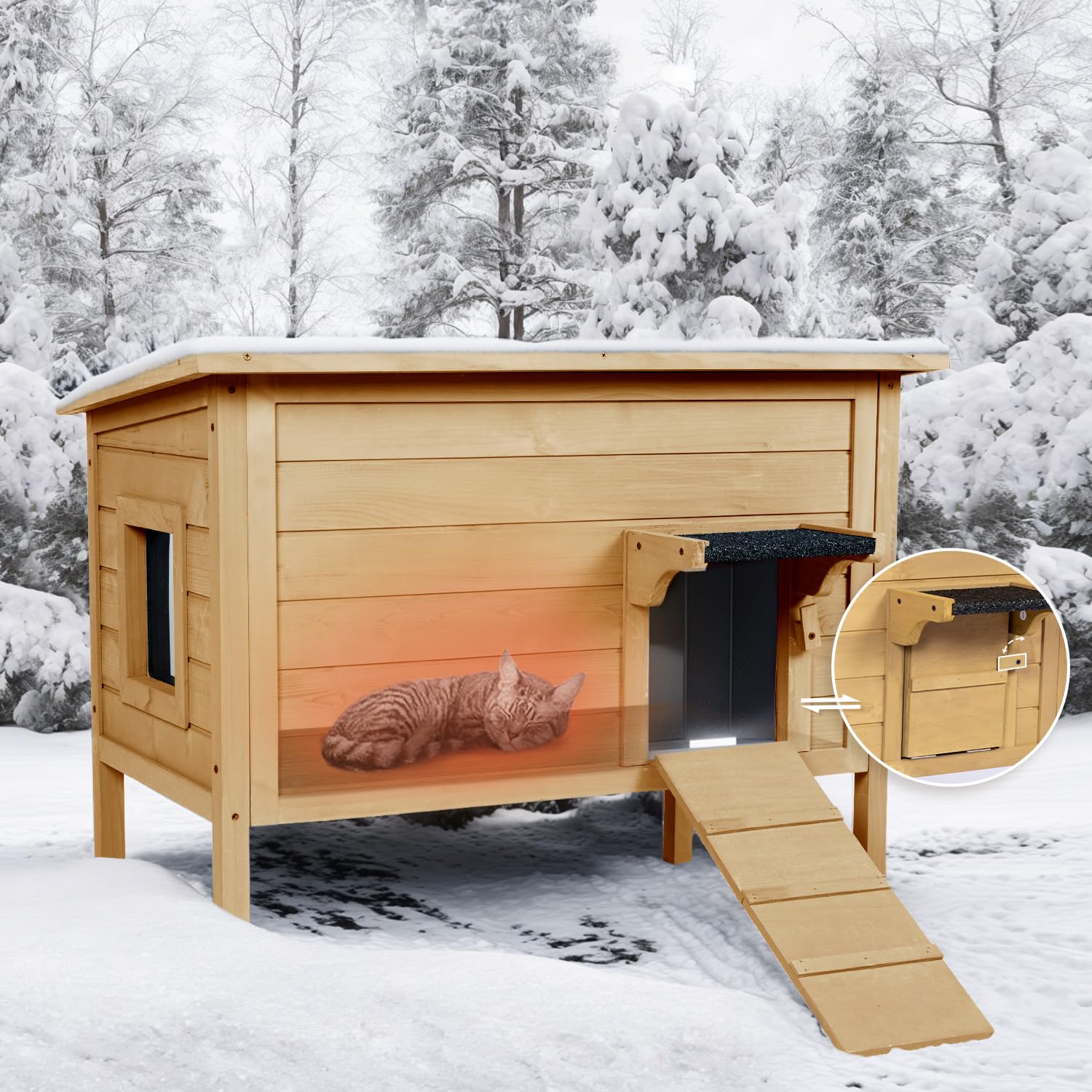 Briopaws Feral-Outdoor-Cat-House-Insulated | Outside-Cat-Shelter For Winter | Weatherproof | Large Wooden Pet House For Multiple