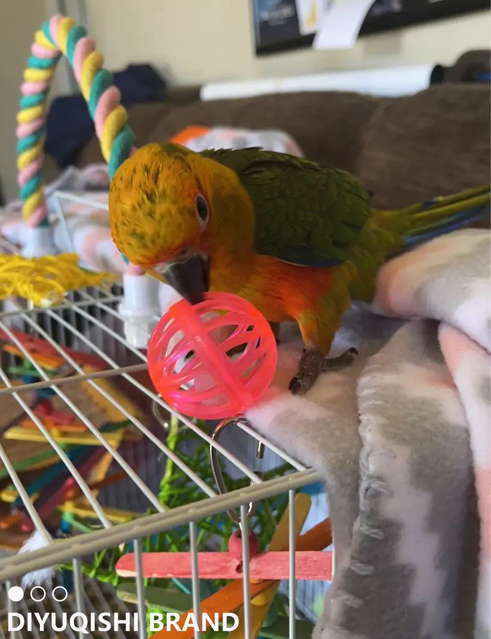 Diyuqishi Bird Toys For Parrots - 18 Pcs Set, Colorful Bells & Woven Balls, 1.2-5.5', Perfect For Small To Large Birds, Encoura