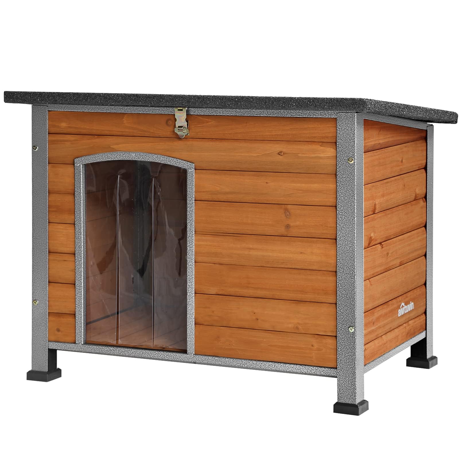 Aivituvin Dog House Outdoor & Indoor Unique All-Around Iron Frame Dog Kennel For Winter With Raised Feet Weatherproof For Small 