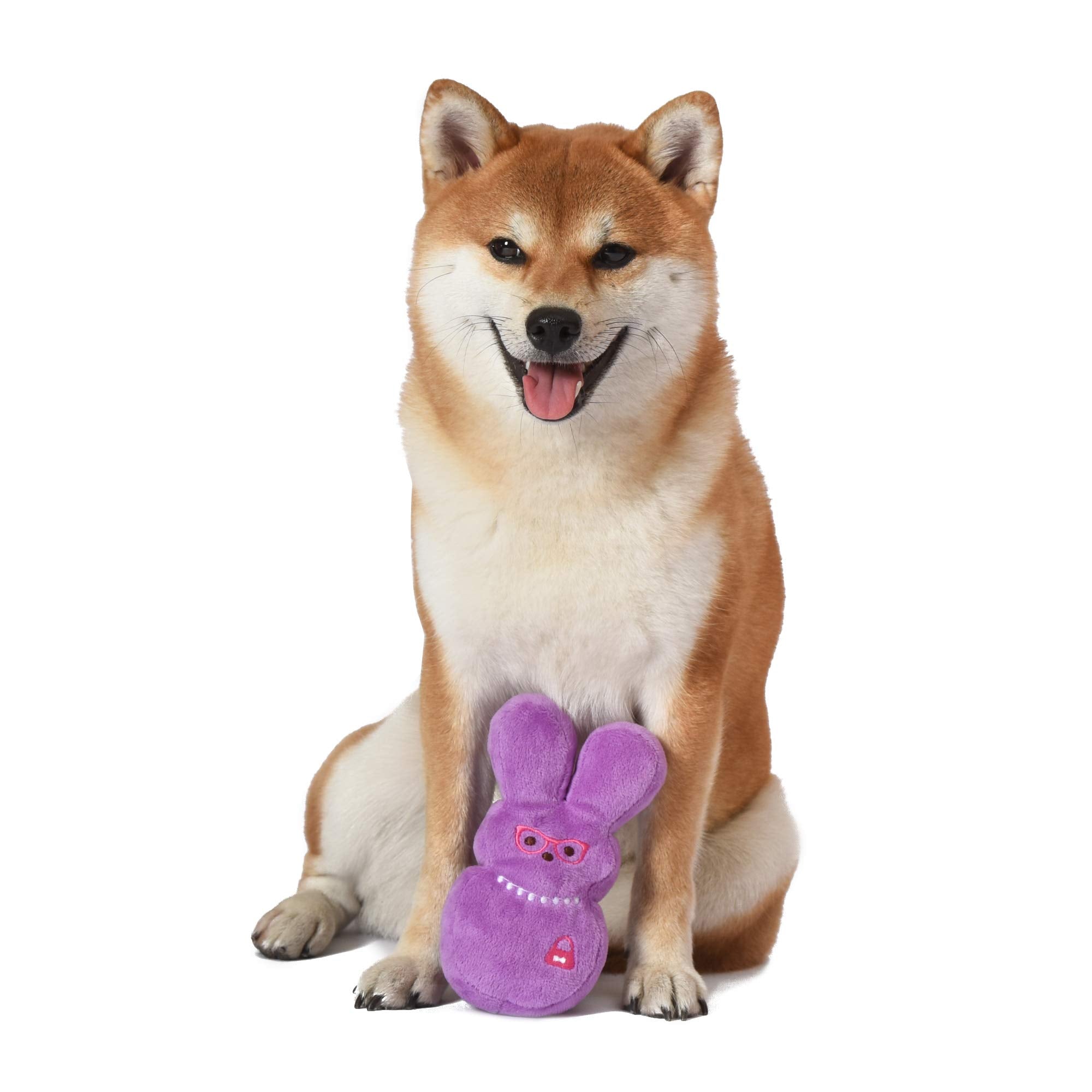 Peeps For Pets Bunny 12 Inch Purple Dress-Up Bunny Plush Dog Toy | Dog Chew Toy For All Dogs With Pearl Necklace | Large Dog Toy