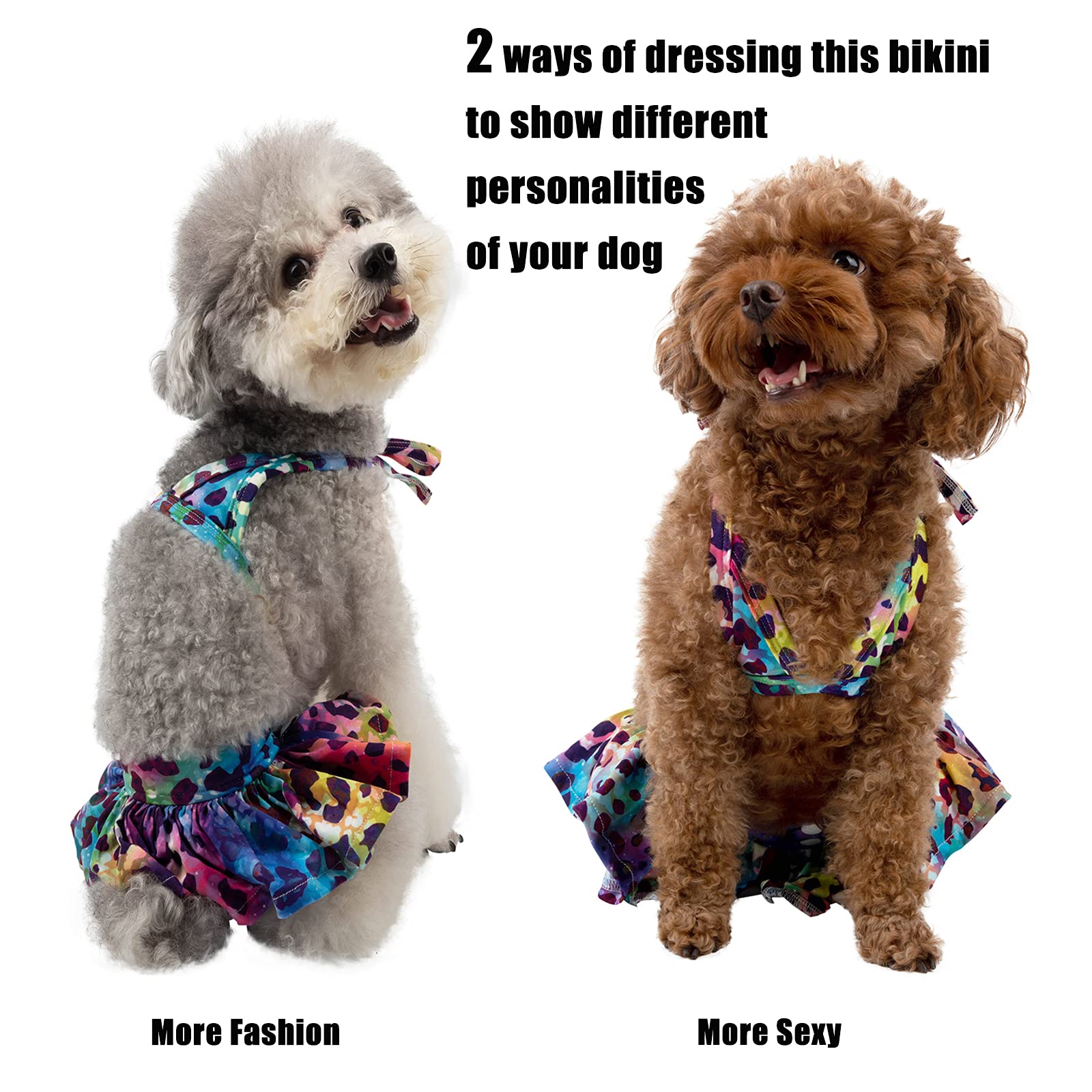 Cutebone Dog Bikini Dress, Stylish Swimsuit Costume For Small Dogs, Comfortable & Adjustable Puppy Bathing Suit, Soft Outfit Pet