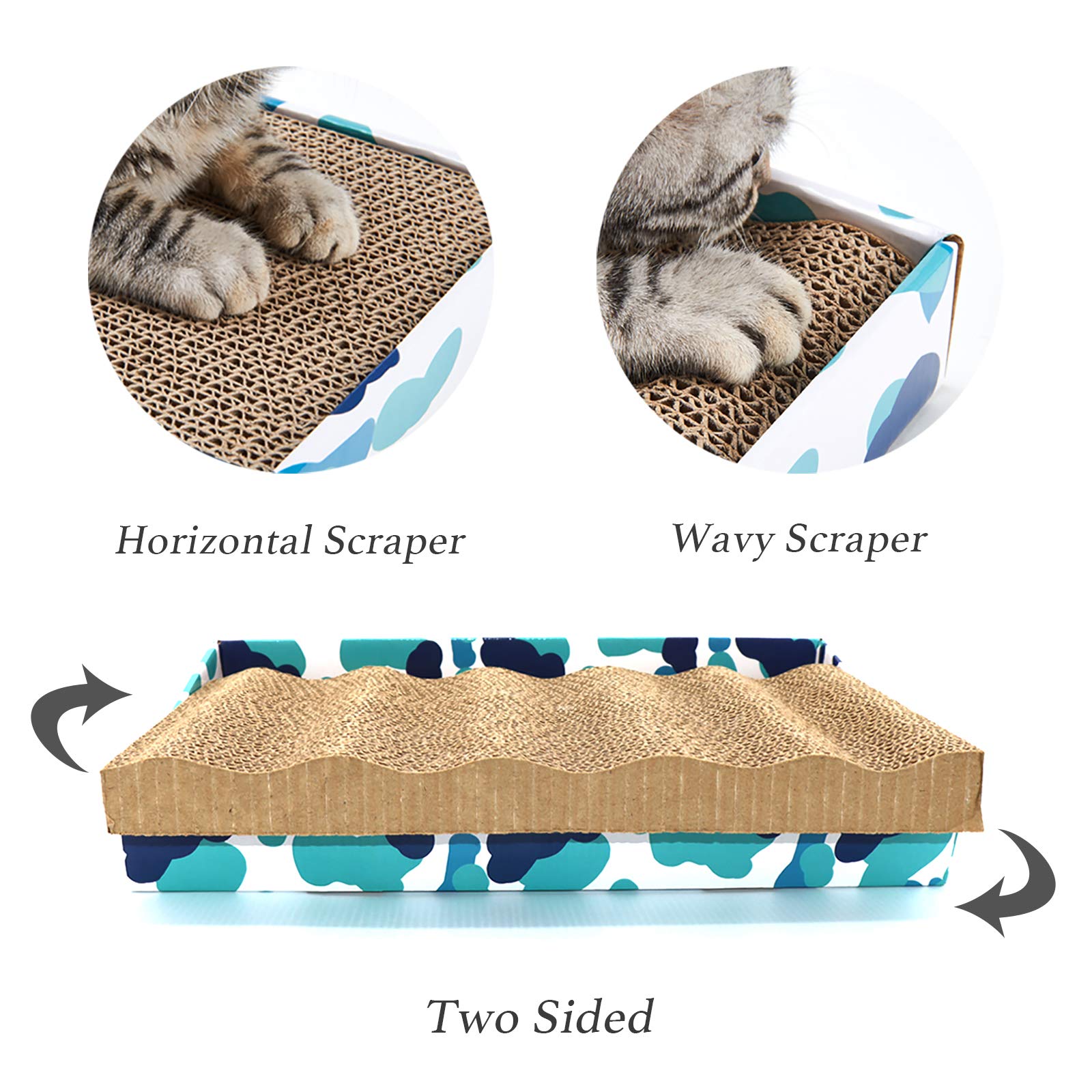 Peekab Cat Scratcher Cardboard Reversible Scratching Board Kitty Corrugated Scratching Pad Bed Catnip Included Xxl 3Pcs