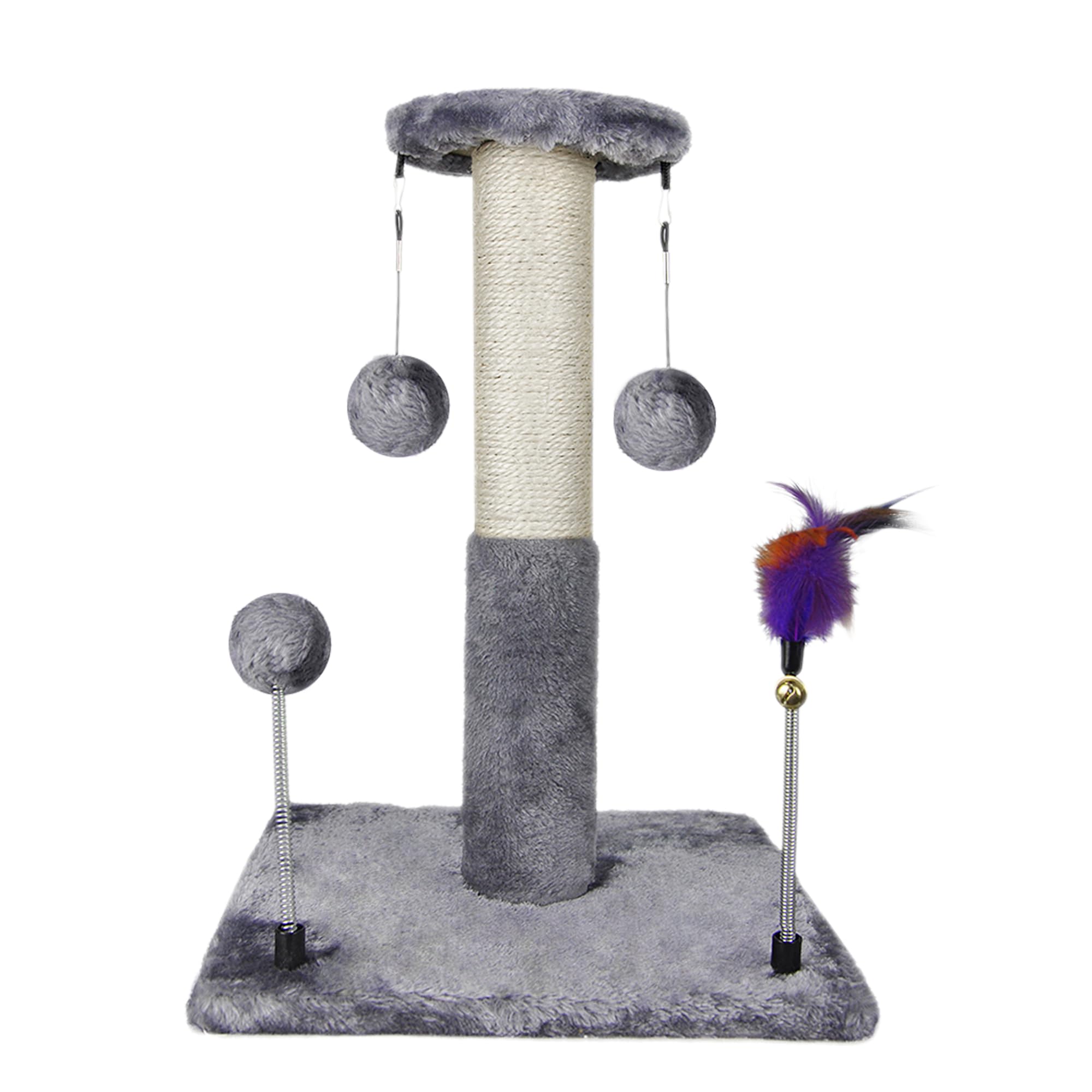 Roypet Sisal Scratching Post With Two Replacement Hanging Balls For Cat Play And Exercise