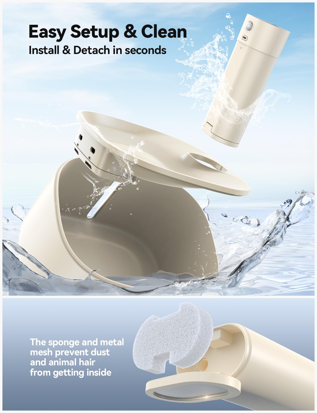 Pumpless Wireless Cat Water Fountain, Feelneedy 4L Battery Operated Pet Water Fountain For Cats Indoor, Motion Sensor Cat Drinki