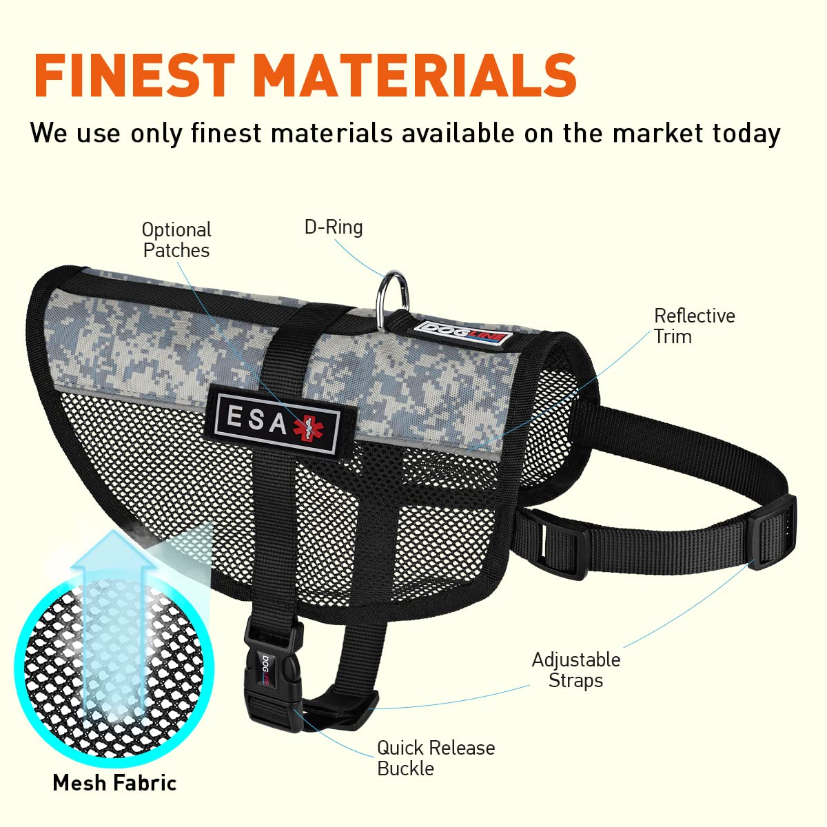 Dogline Maxaire Vest Esa Removable Rubber Patches Adjustable Harness Reflective For Puppies Small Medium And Large Dogs 17 By 21