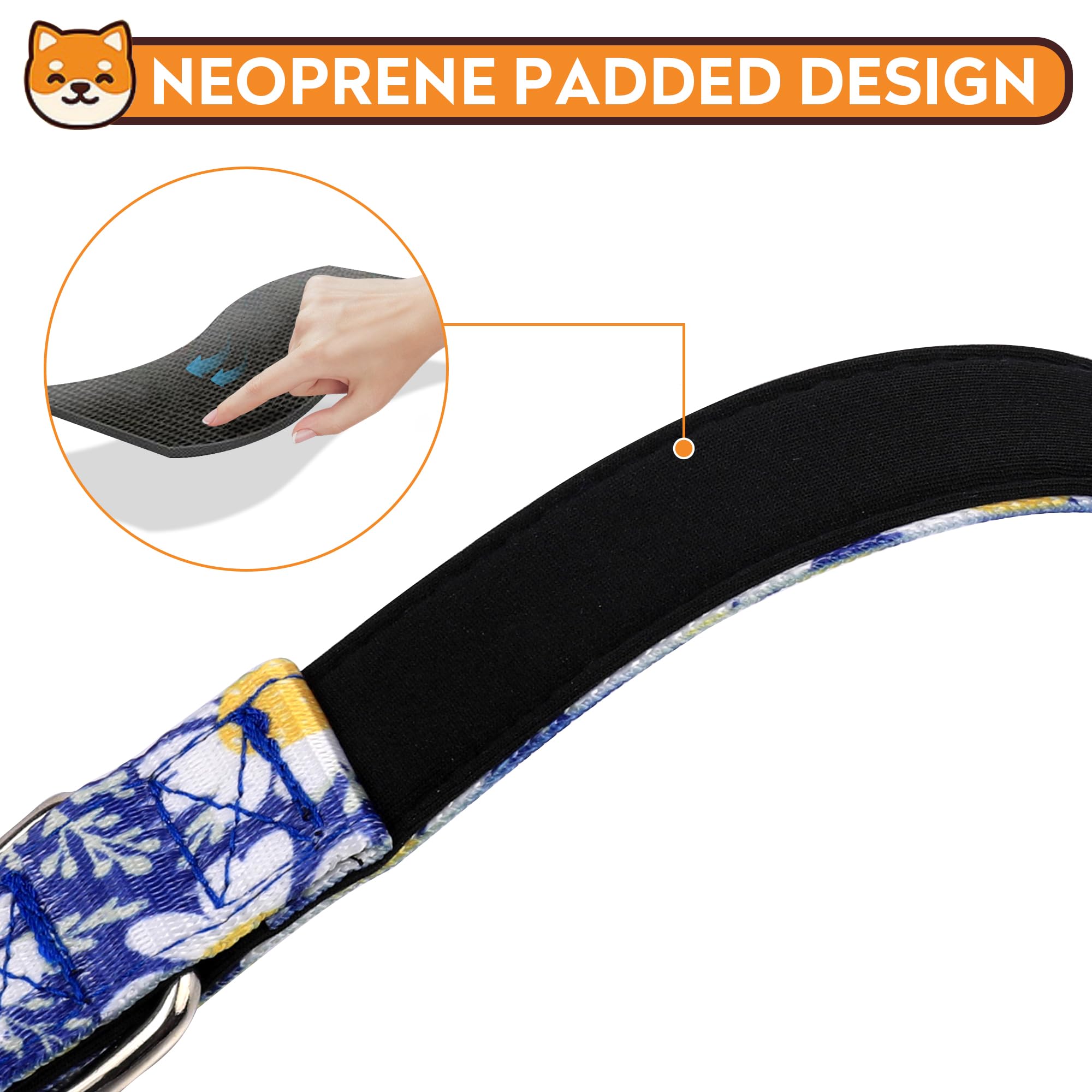 Pwod Reflective Dog Collar, Adjustable Soft Neoprene Padded Nylon Pet Collars With Buckle For Puppy And Small Dogs, Cats, Small