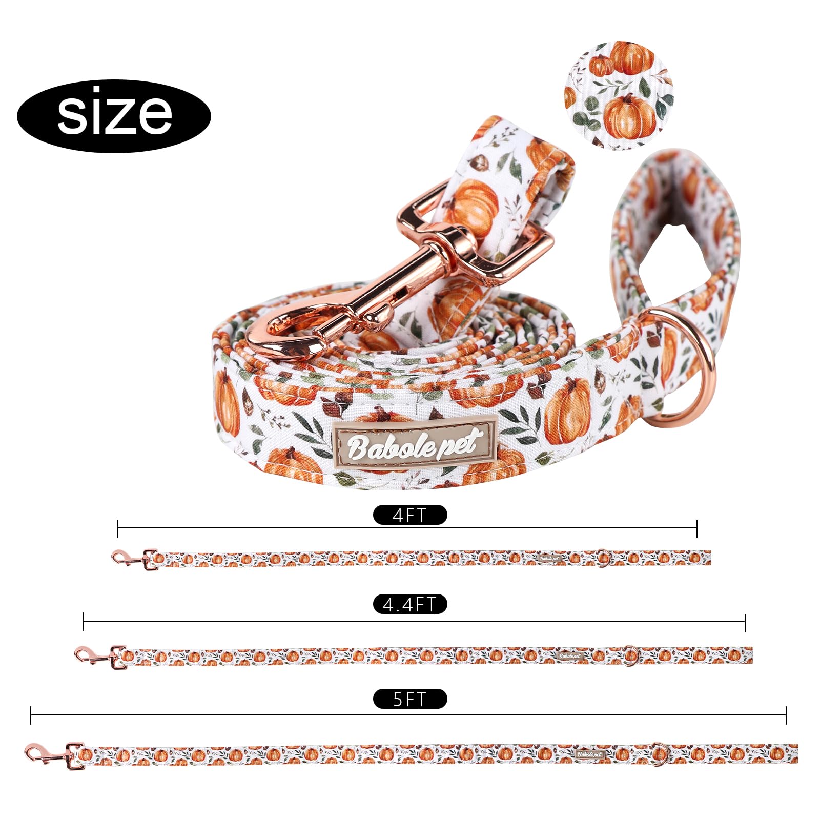 Babole Pet Halloween Dog Leash Durable Handmade Fall Leaves Pumpkin Dog Leashes With Soft Handle Manual Fall Dog Leashes Matchin