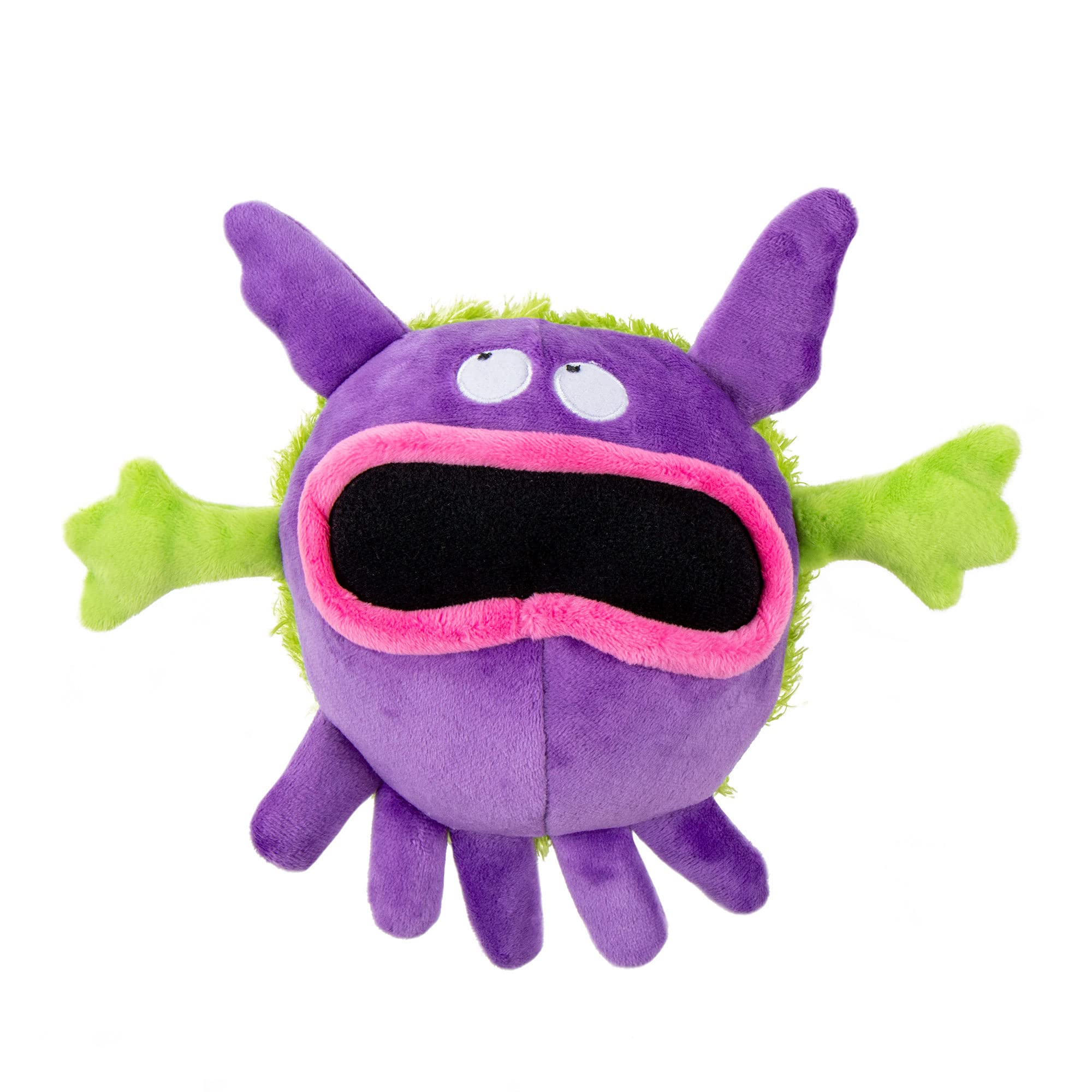 goDog PlayClean Germs Squeaky Plush Dog Toy with Odor-Eliminating Essential Oils, Chew Guard Technology - Purple, Small