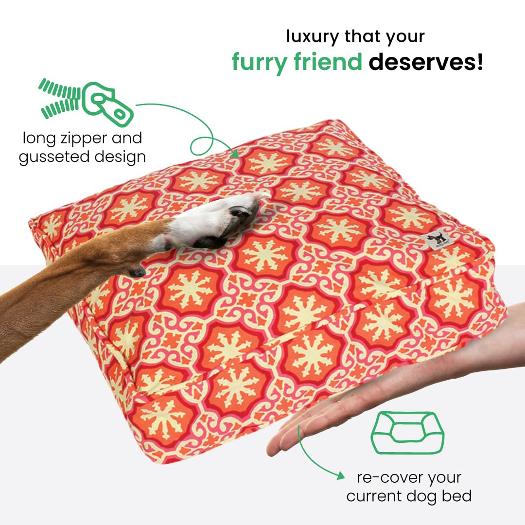 Molly Mutt Small Dog Bed Cover - Papillon Print - Measures 22   X27   X5 - 100% Cotton - Durable - Breathable - Sustainable - Ma