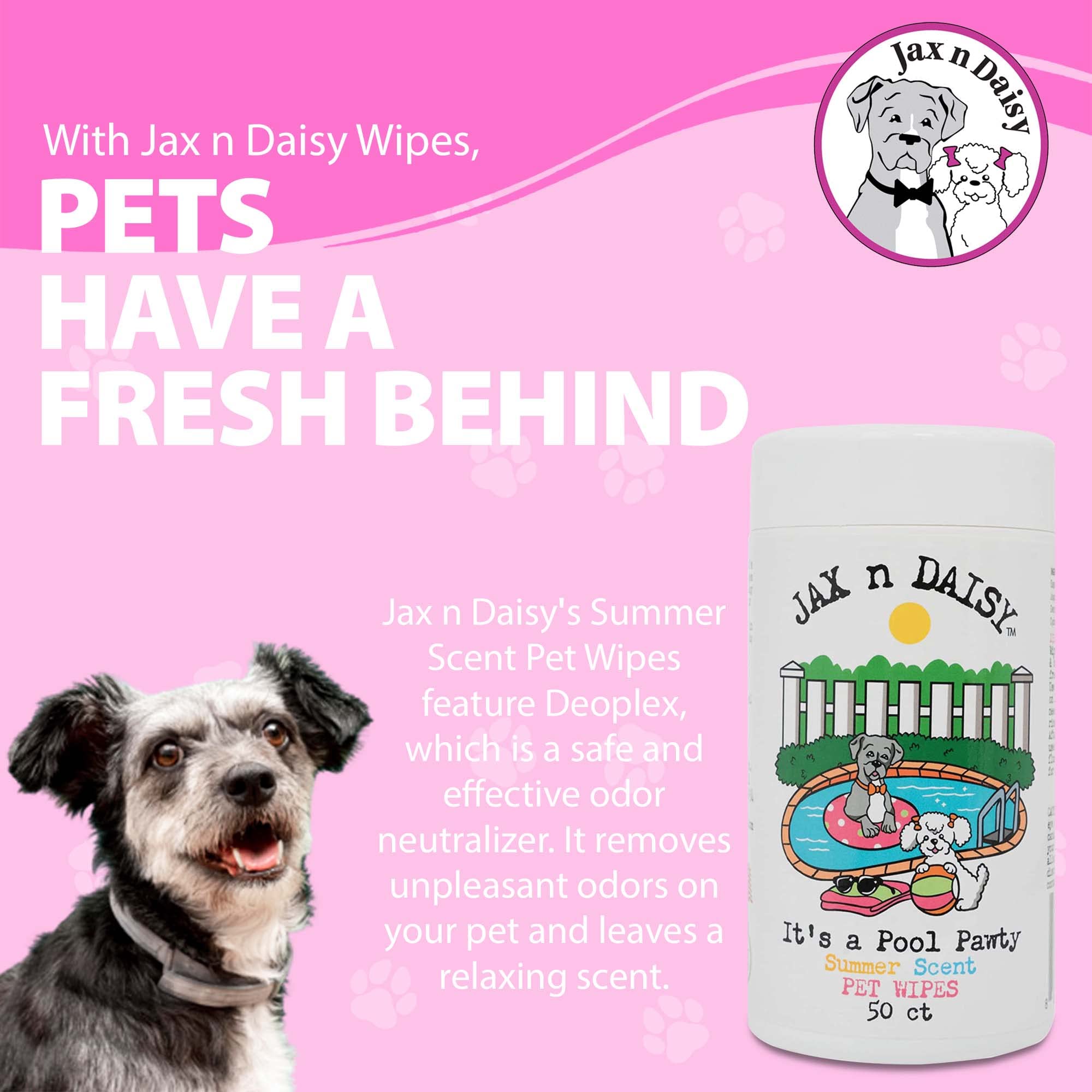 Jax N Daisy Pool Pawty Summer Scent Pet Wipes Cat Dog Wipes Handy Pet Supplies Cleaning Products For Dogs Cats Dog Accessories P