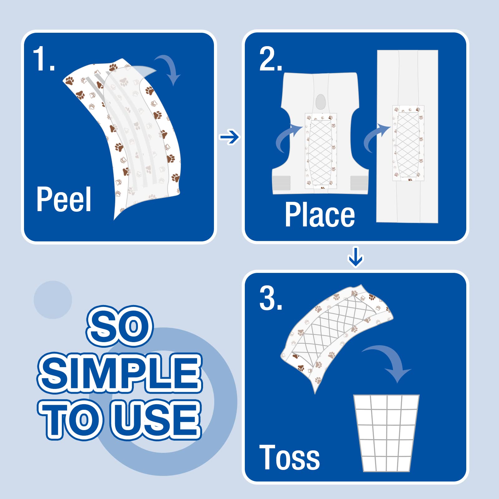 Leopinky Disposable Dog Diaper Booster Pads M - 100 Count, Dog Diaper Liners For Male And Female Dogs, Inserts Fit Most Puppy Di