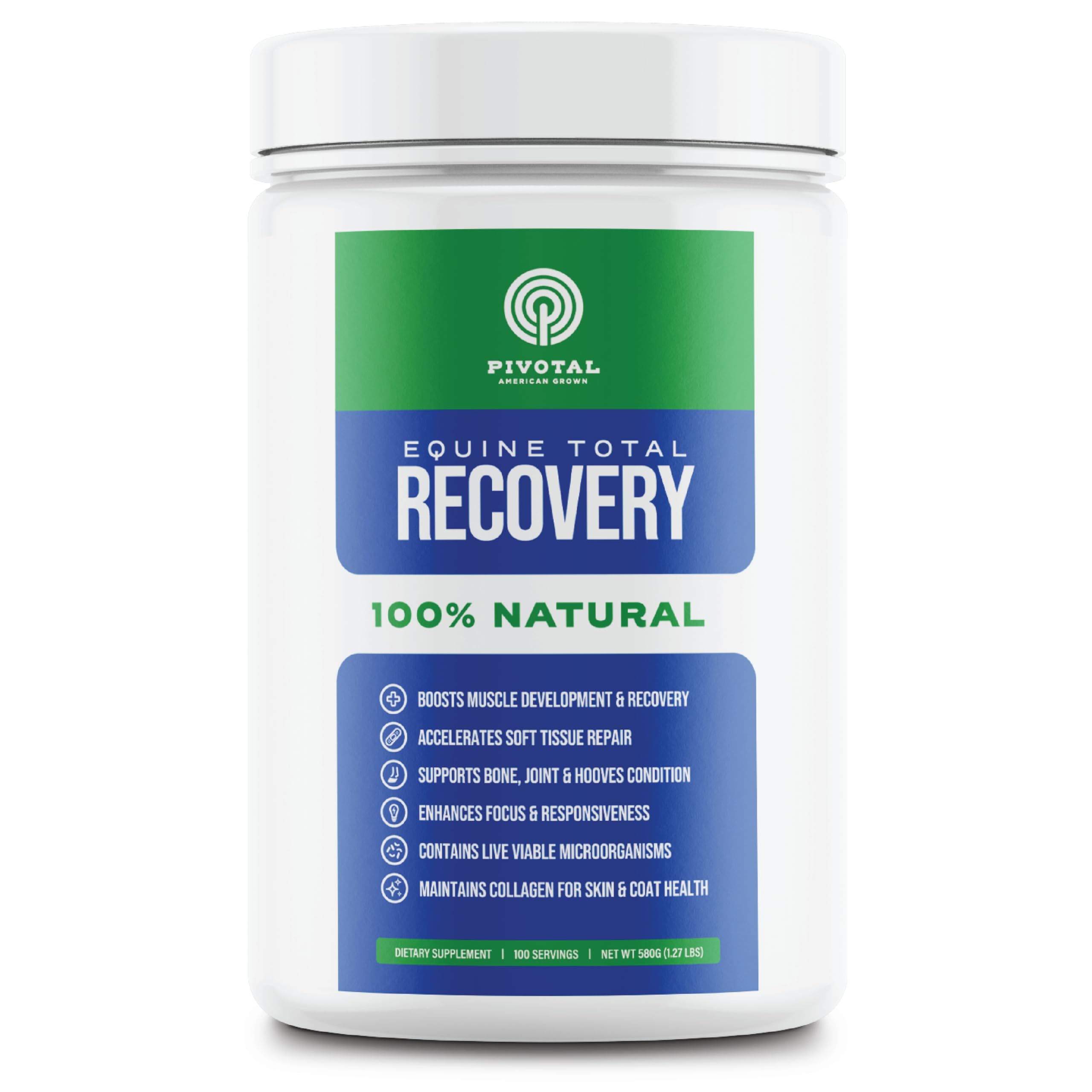 Pivotal Feeds Equine Total Recovery Supplement - 9 Amino Acids & Probiotics for Horses | Muscle Recovery, Performance & Digestiv